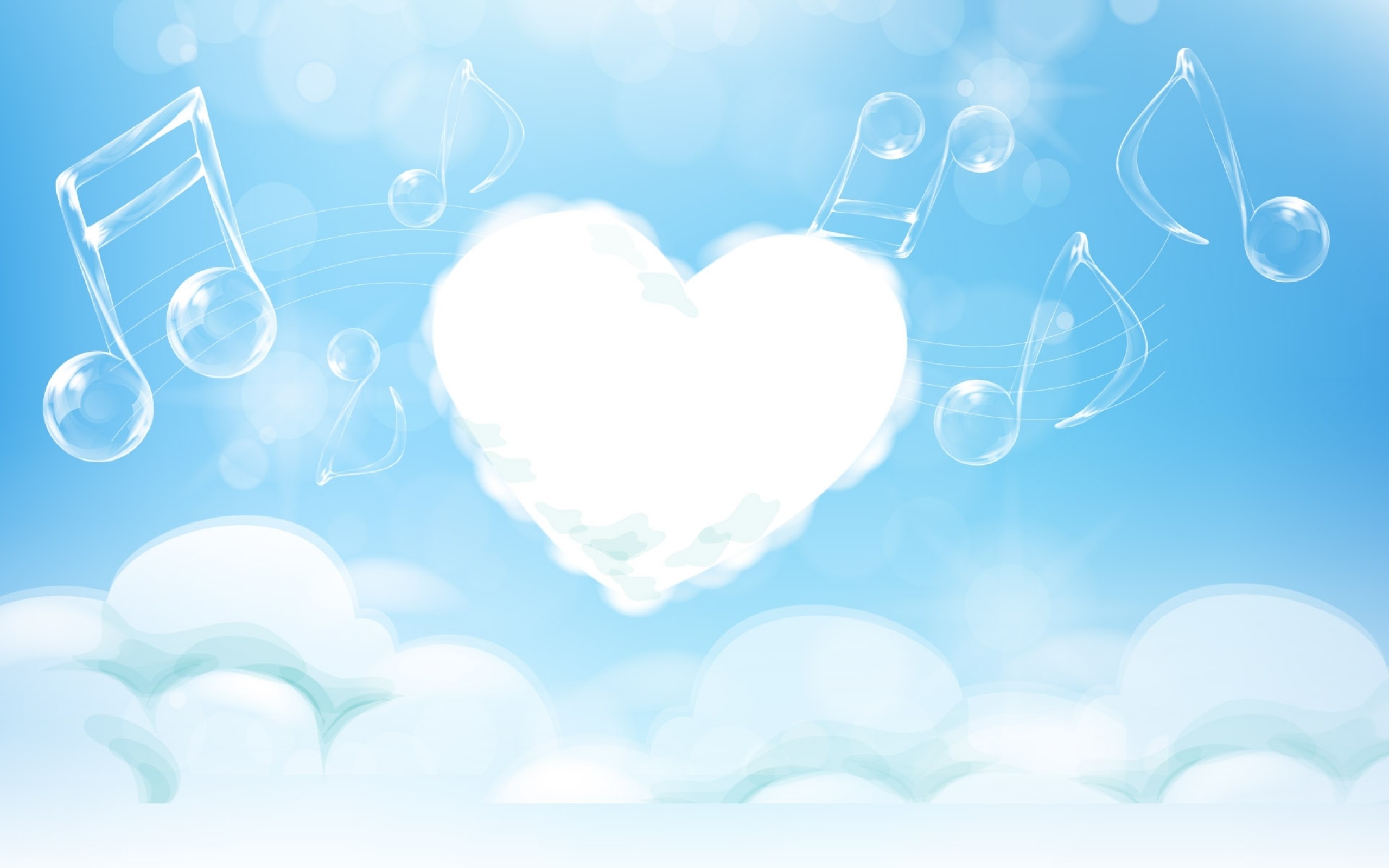 2560x1600  Wallpaper heart, melody, music, light