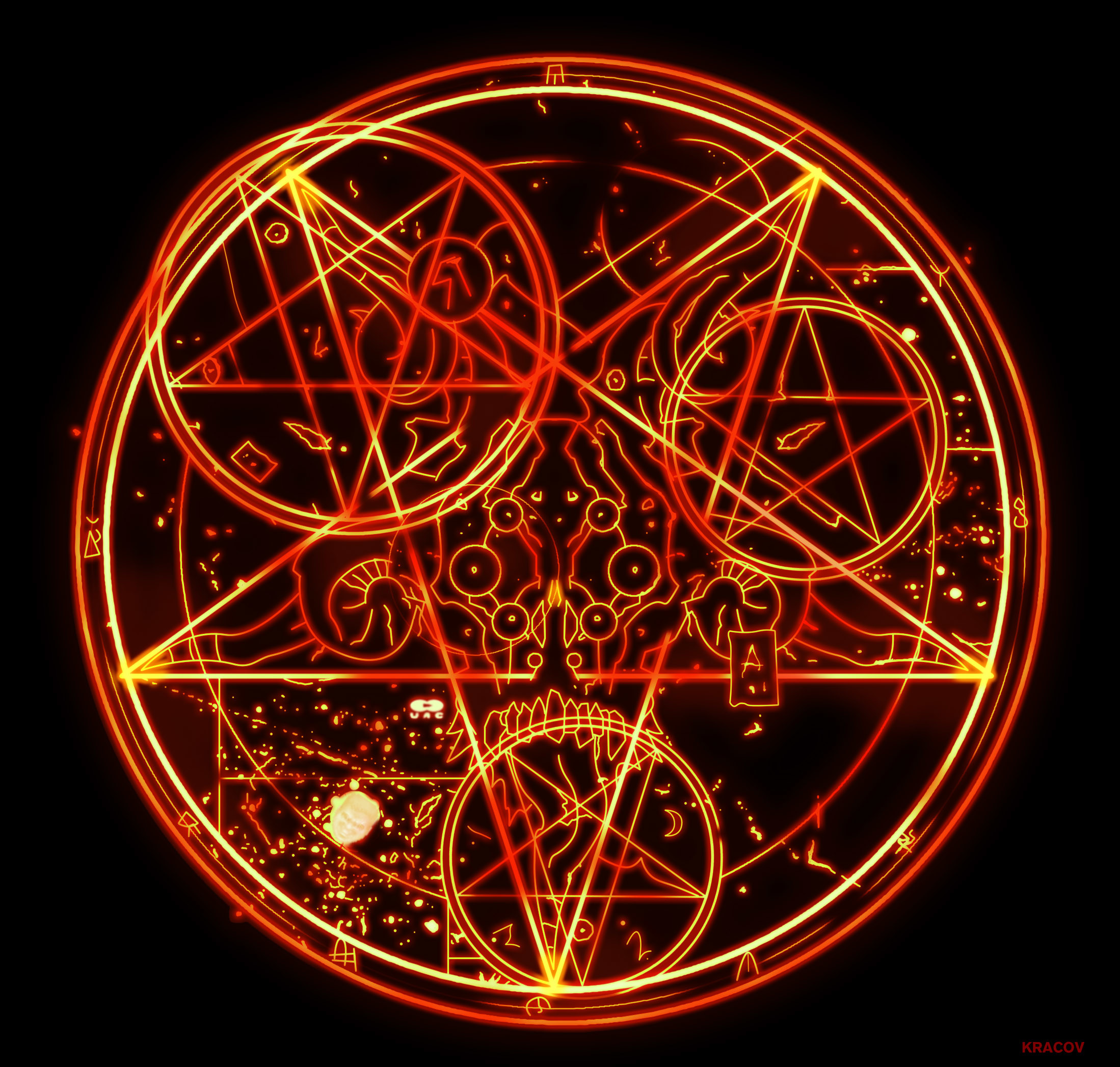 2198x2094 ... Doom 3 Pentagram HD by Kracov