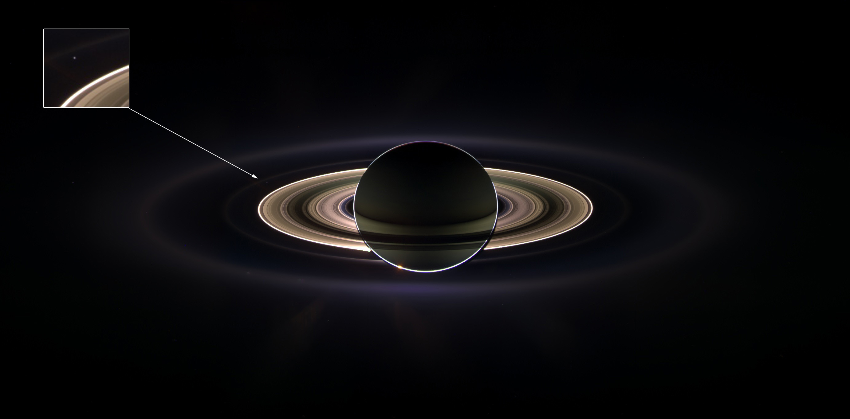 2766x1364 Pale Blue Dot from Cassini Credit: NASA/JPL/ESA