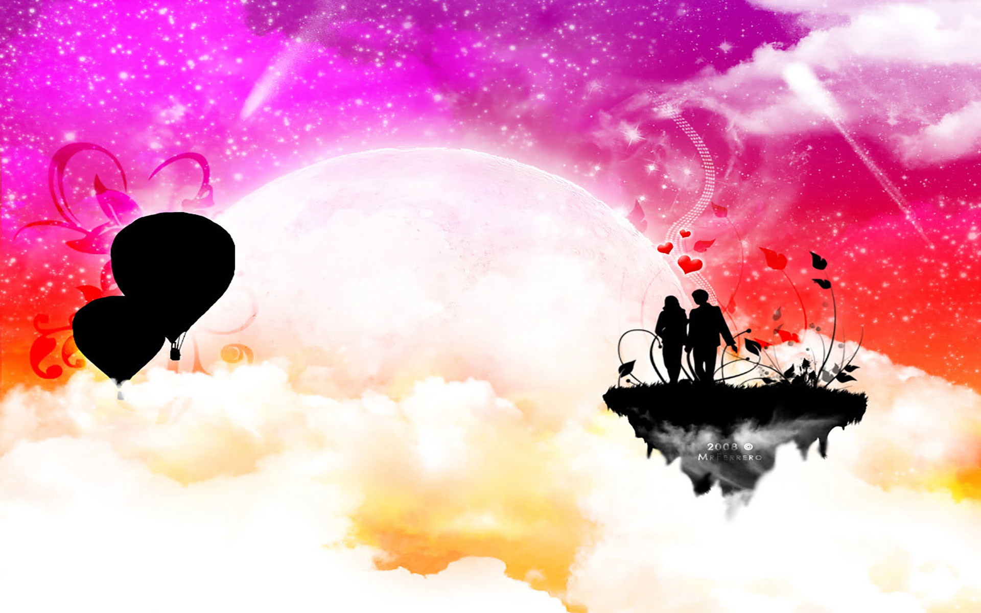 1920x1200 Love is in sky high-vector background