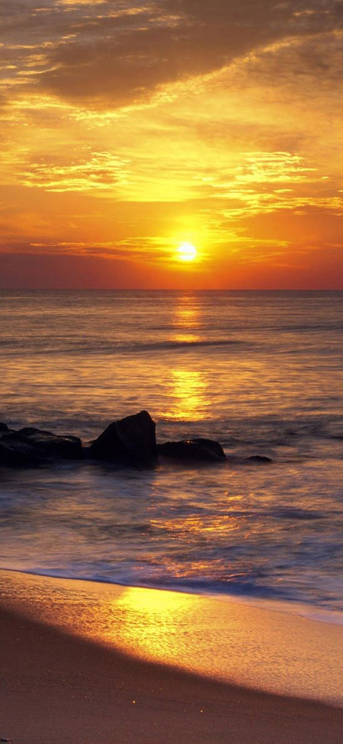1125x2437 Sunrise Beach Coast iPhone X Wallpaper