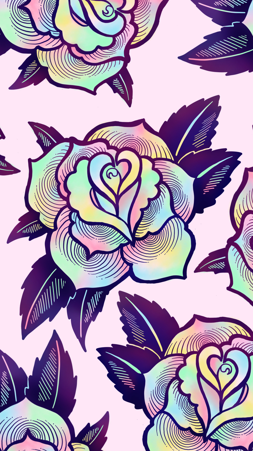1080x1920 Cute, colorful psychedelic rose wallpaper for your phone or desktop  computer. By Ectogasm