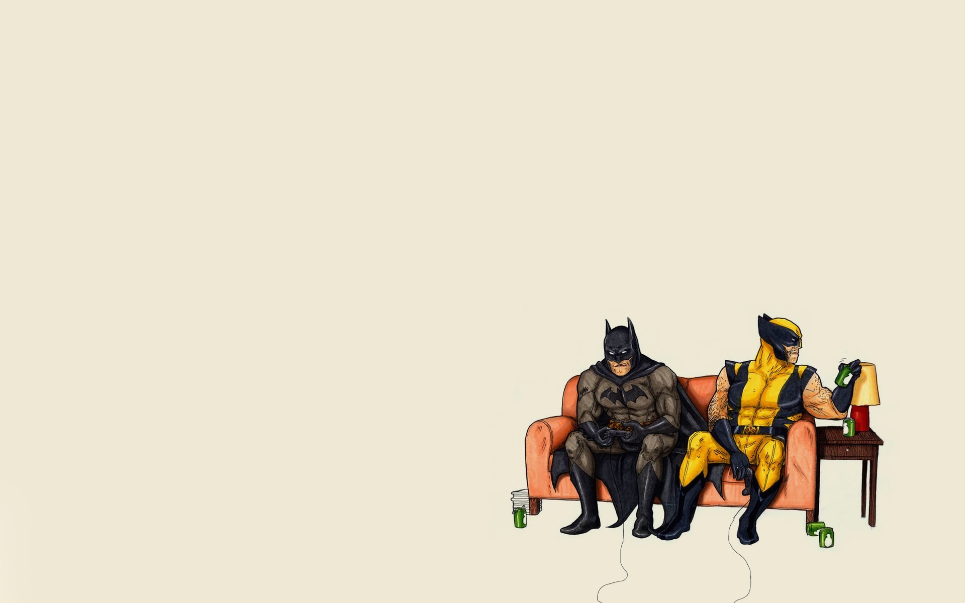 1920x1200 Batman Wolverine Minimalism Art Funny