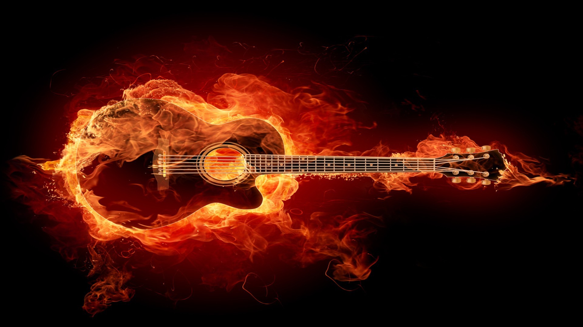 1920x1080  Guitar In Flames wallpaper - 121315