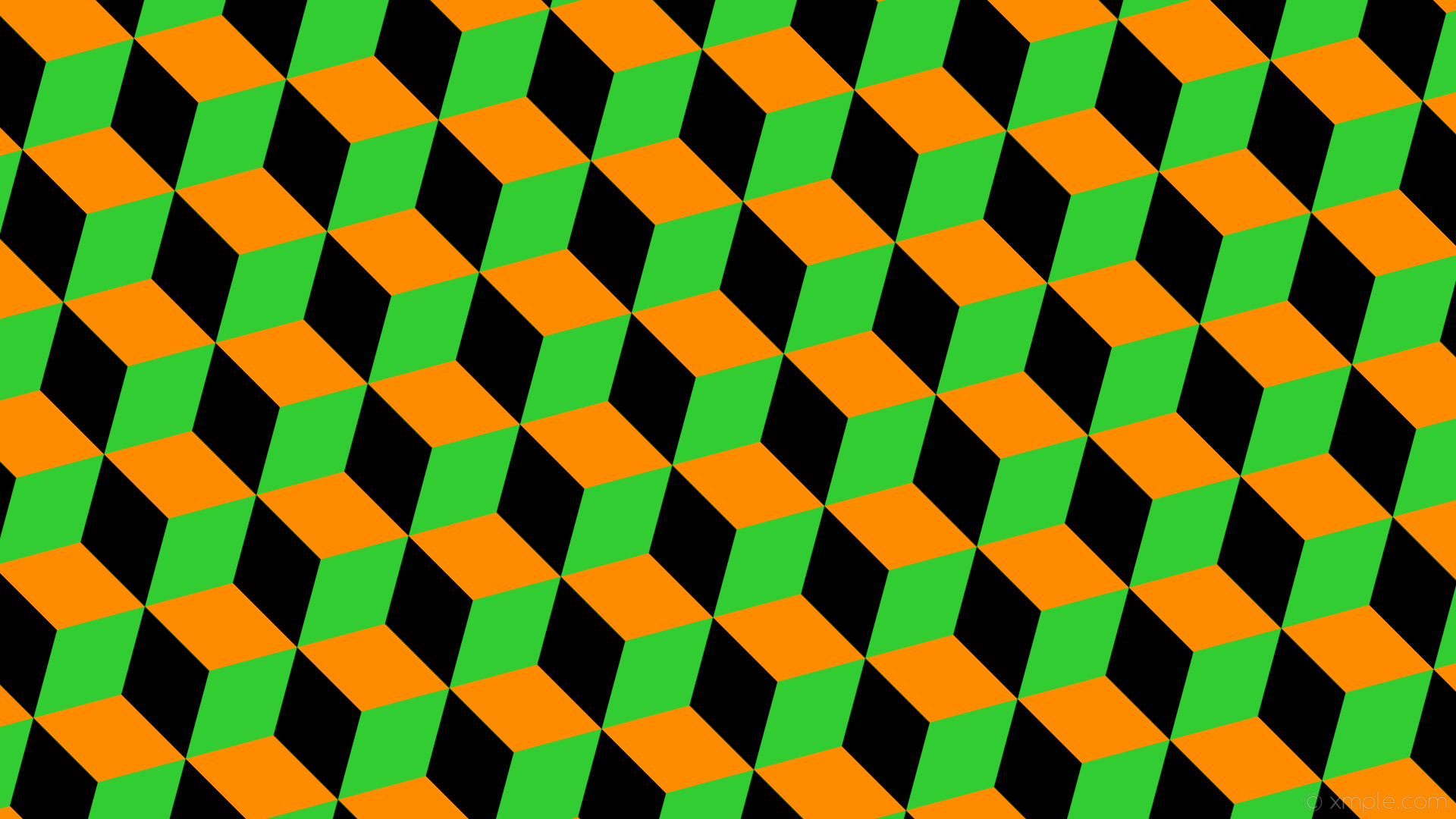 1920x1080 wallpaper green black orange 3d cubes lime green dark orange #32cd32  #ff8c00 #000000