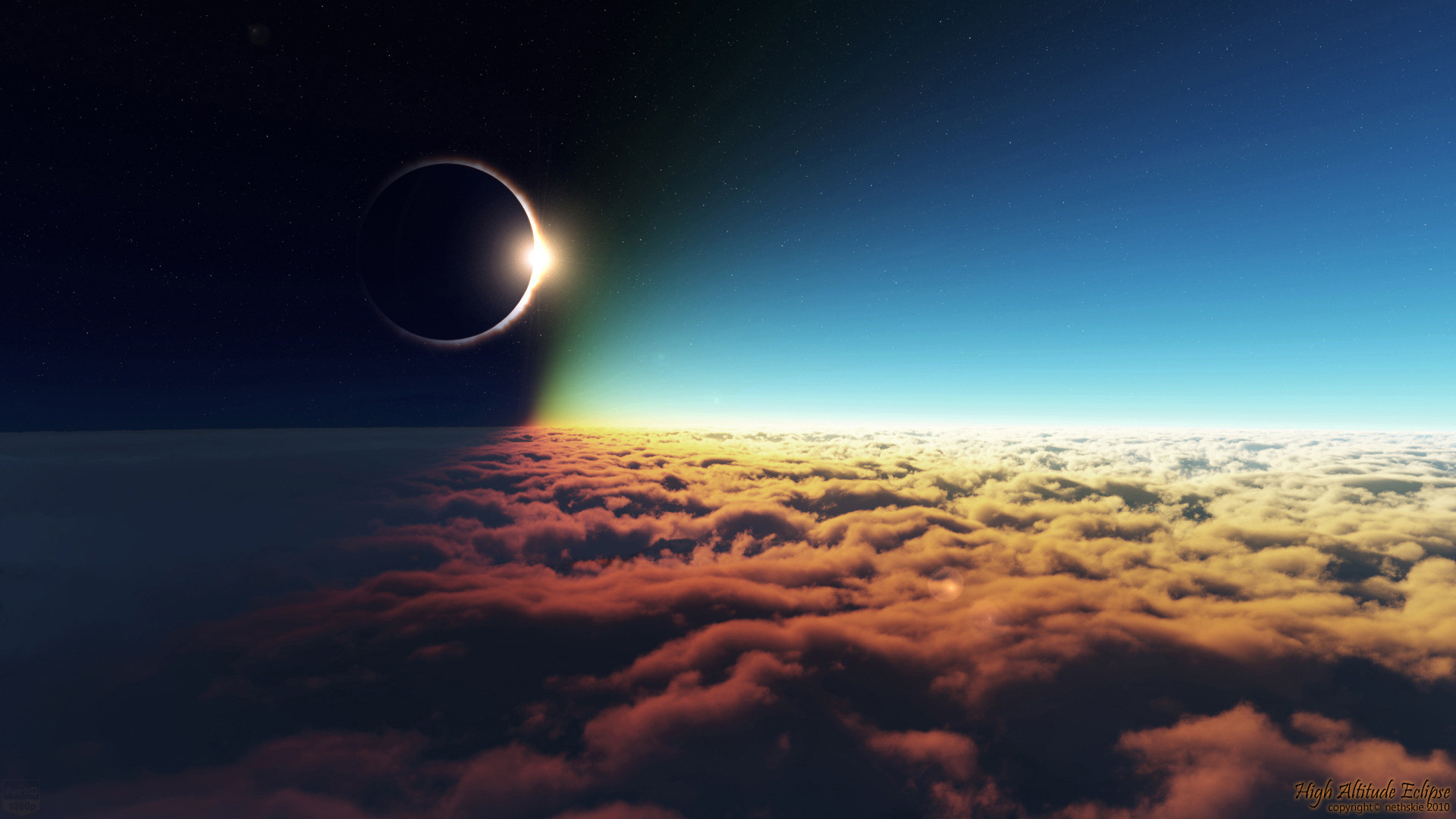 1920x1080 sun, moon, clouds, sky, stars, eclipse | Free Wallpapers
