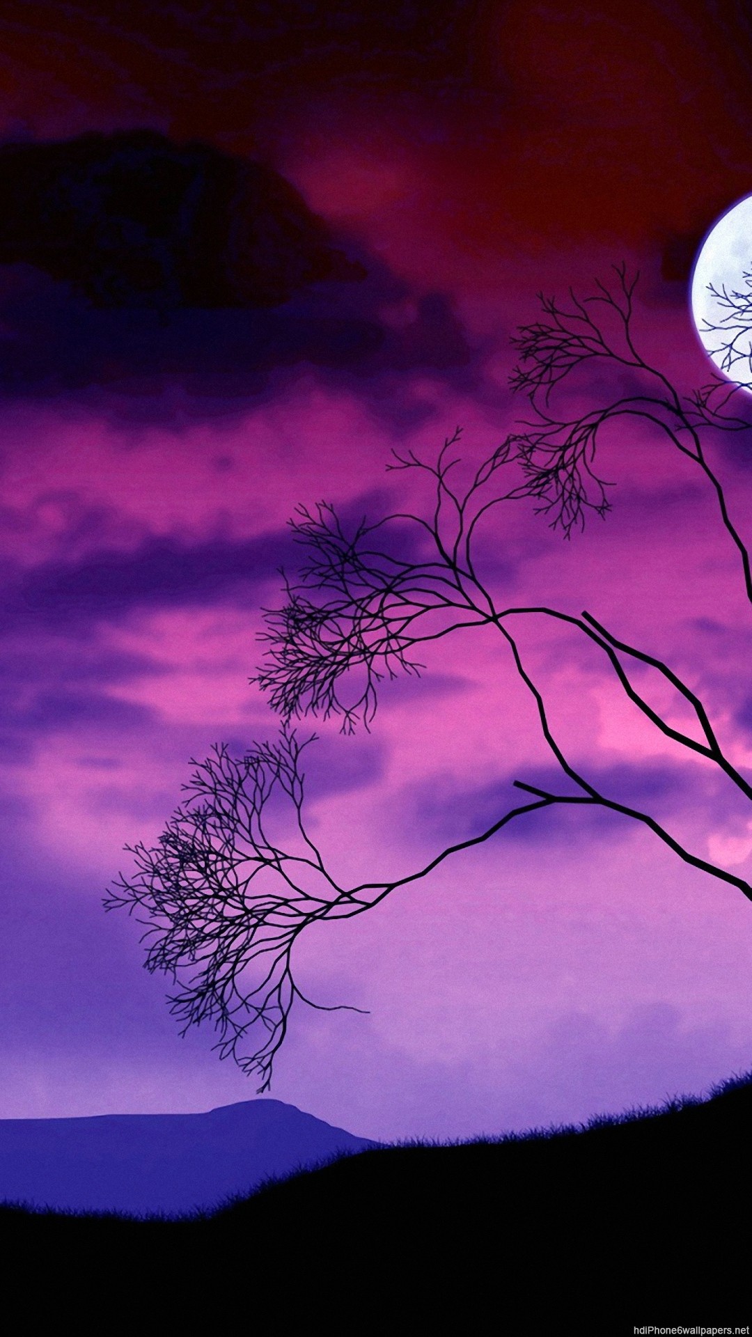 1080x1920 tree night sky moon line iphone 6 wallpapers