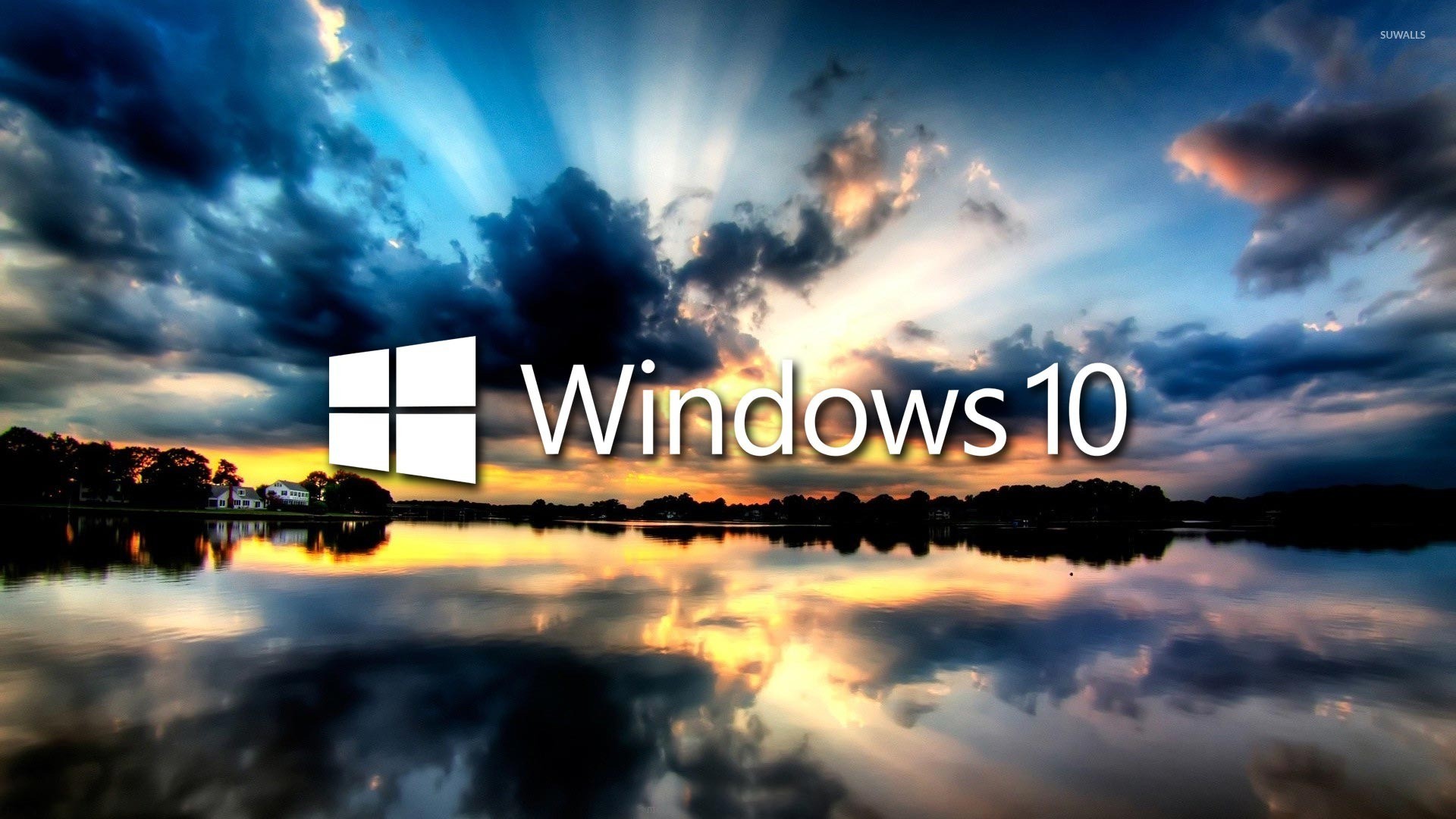 1920x1080 Windows 10 on the reflected clouds wallpaper