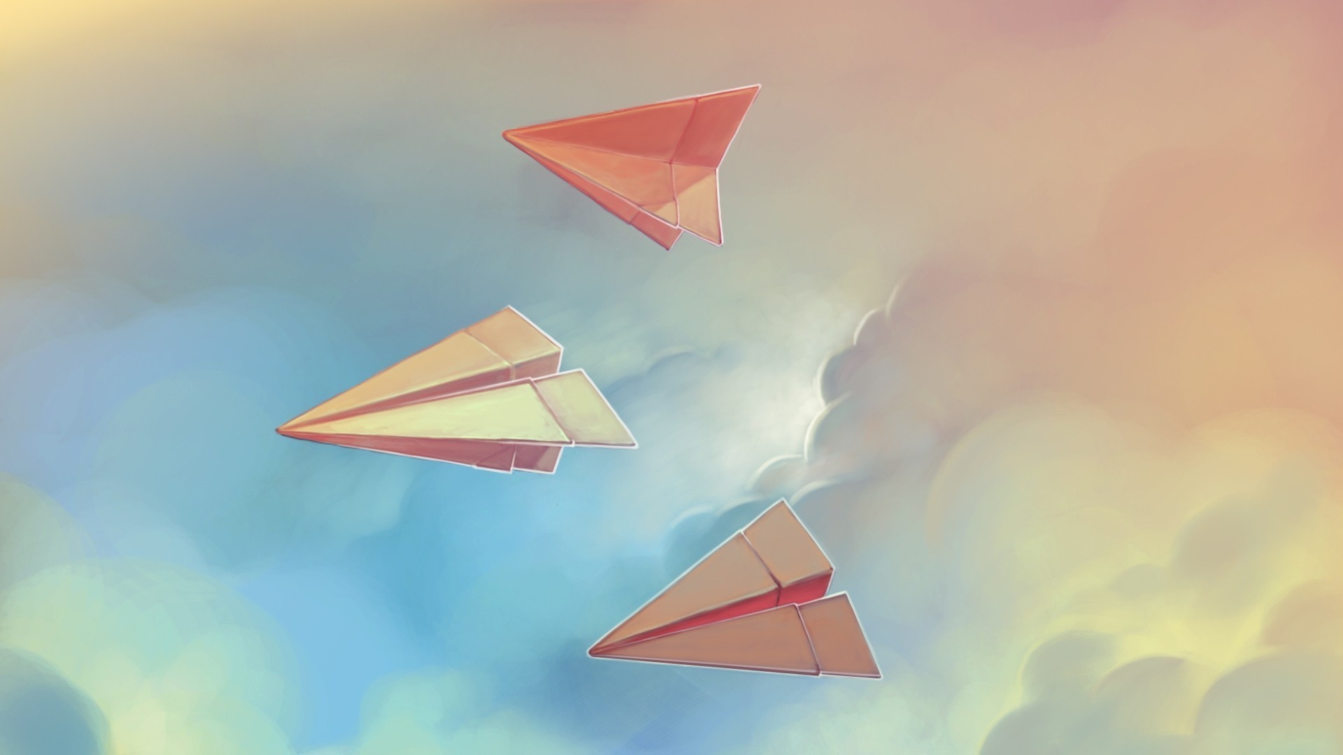 1920x1080 Pastel paper planes []