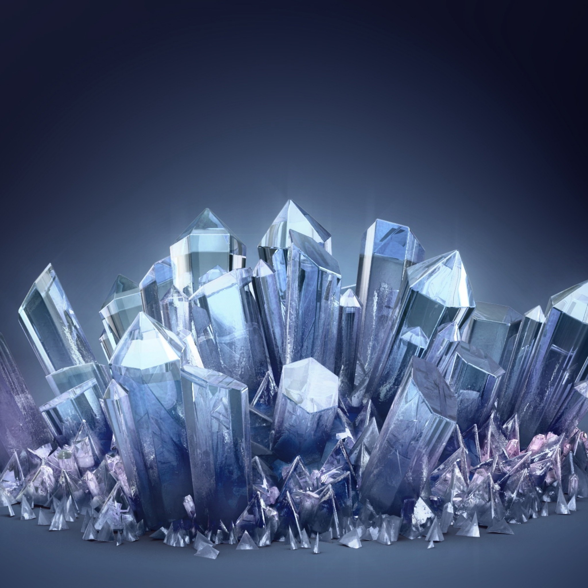 2048x2048  Wallpaper 3d, crystal, crystals, 3d crystal, blue crystal