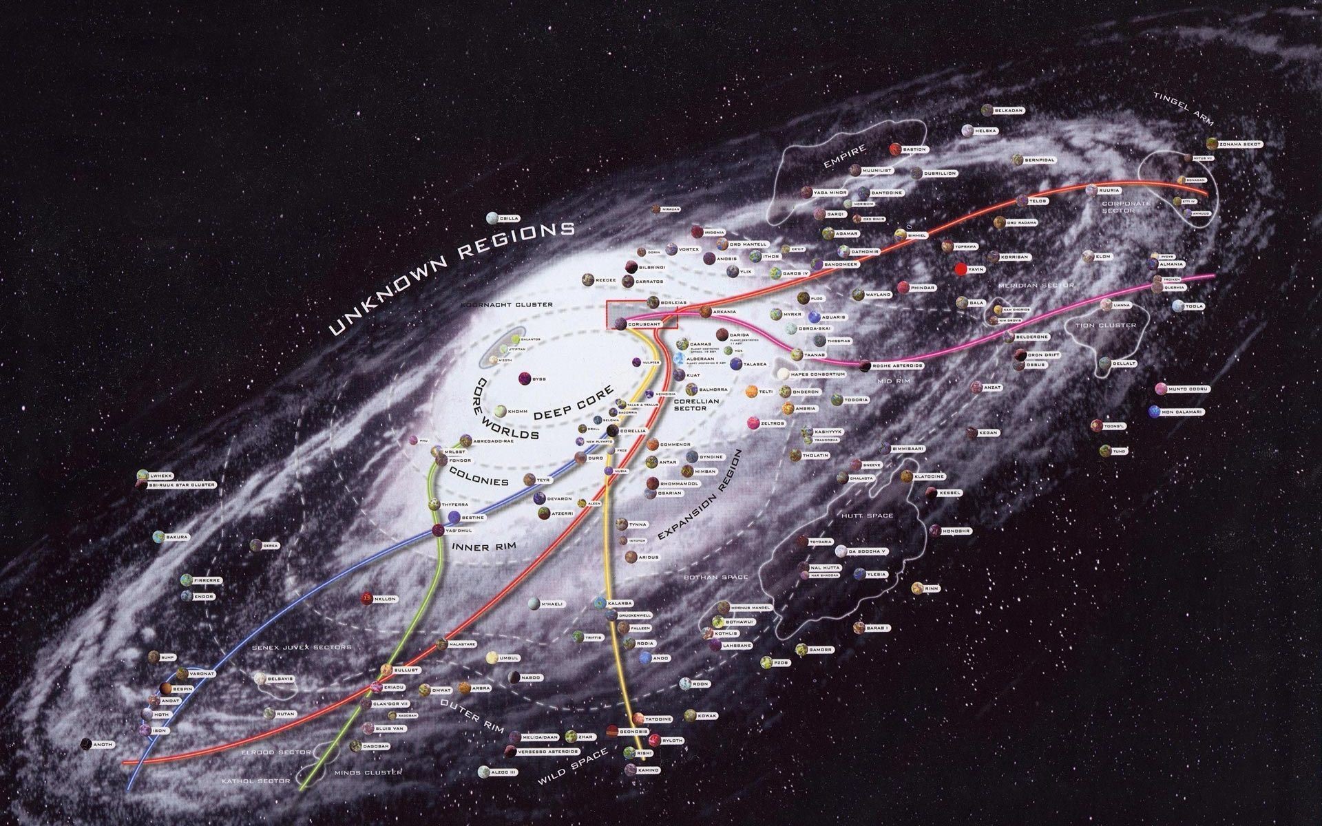 1920x1200 Star Wars Galaxy Map Wallpaper