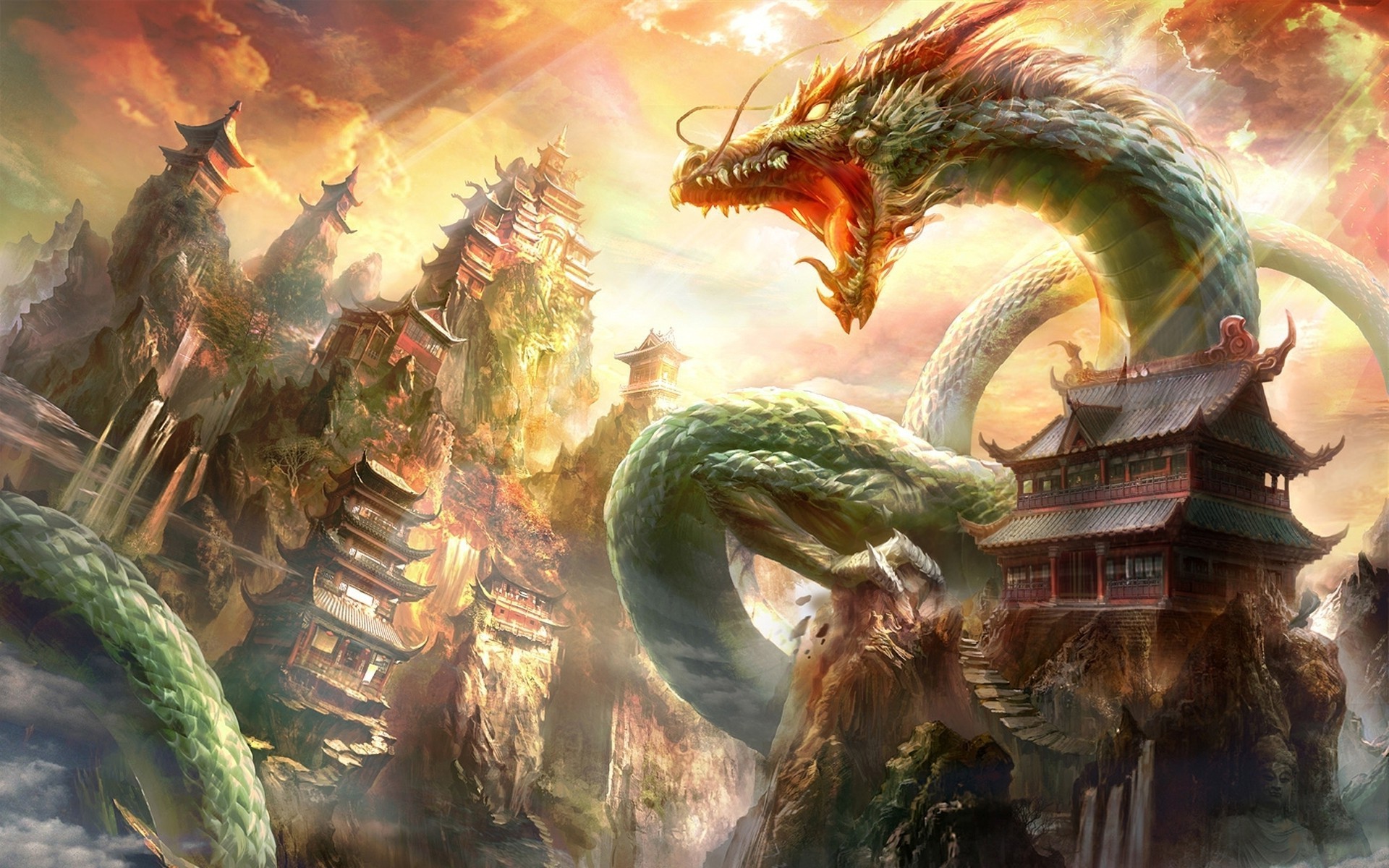 1920x1200 fantasy Art, Dragon, China Wallpapers HD / Desktop and Mobile Backgrounds