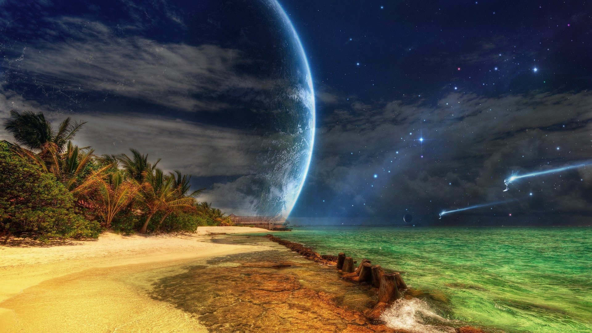 1920x1080 Landscapes Outer Space Photo Manipulation Planets Science Fiction