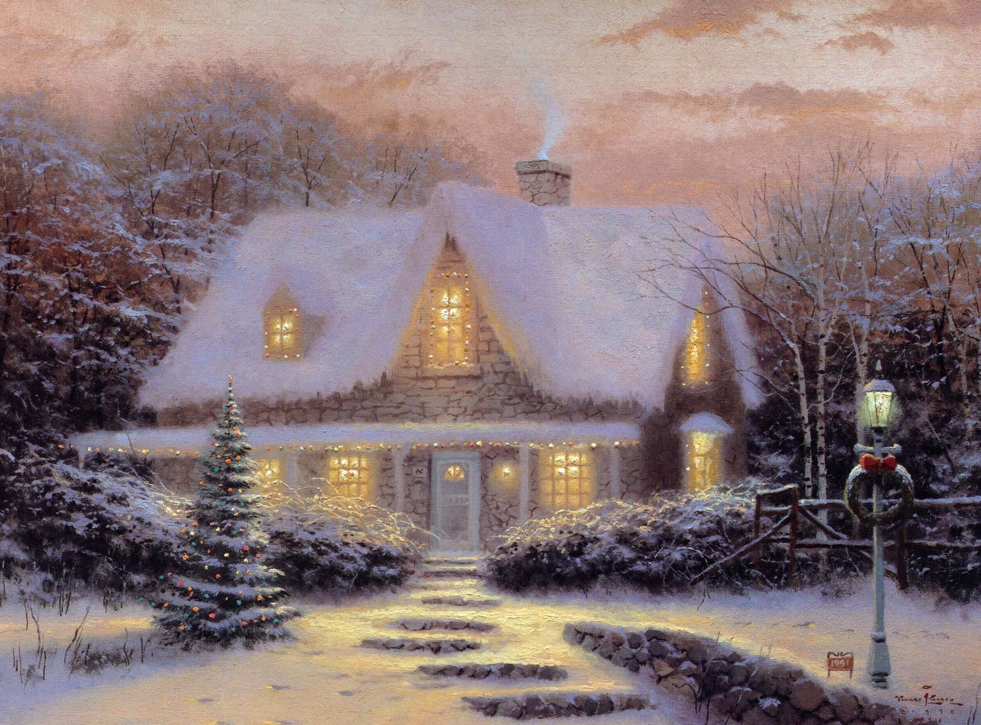 1932x1428 Thomas Kinkade Painting Christmas Eve-in
