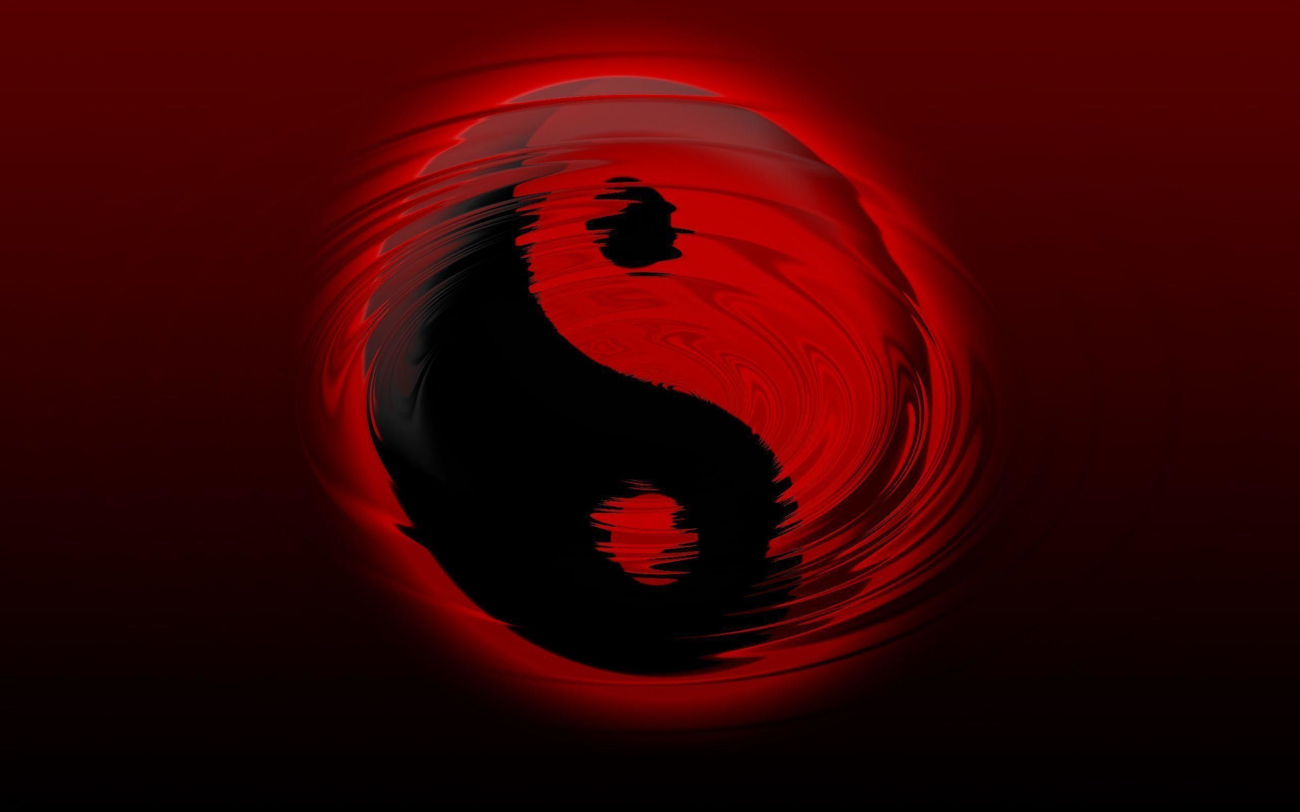 2560x1600 Red And Black Yin Yang Wallpaper