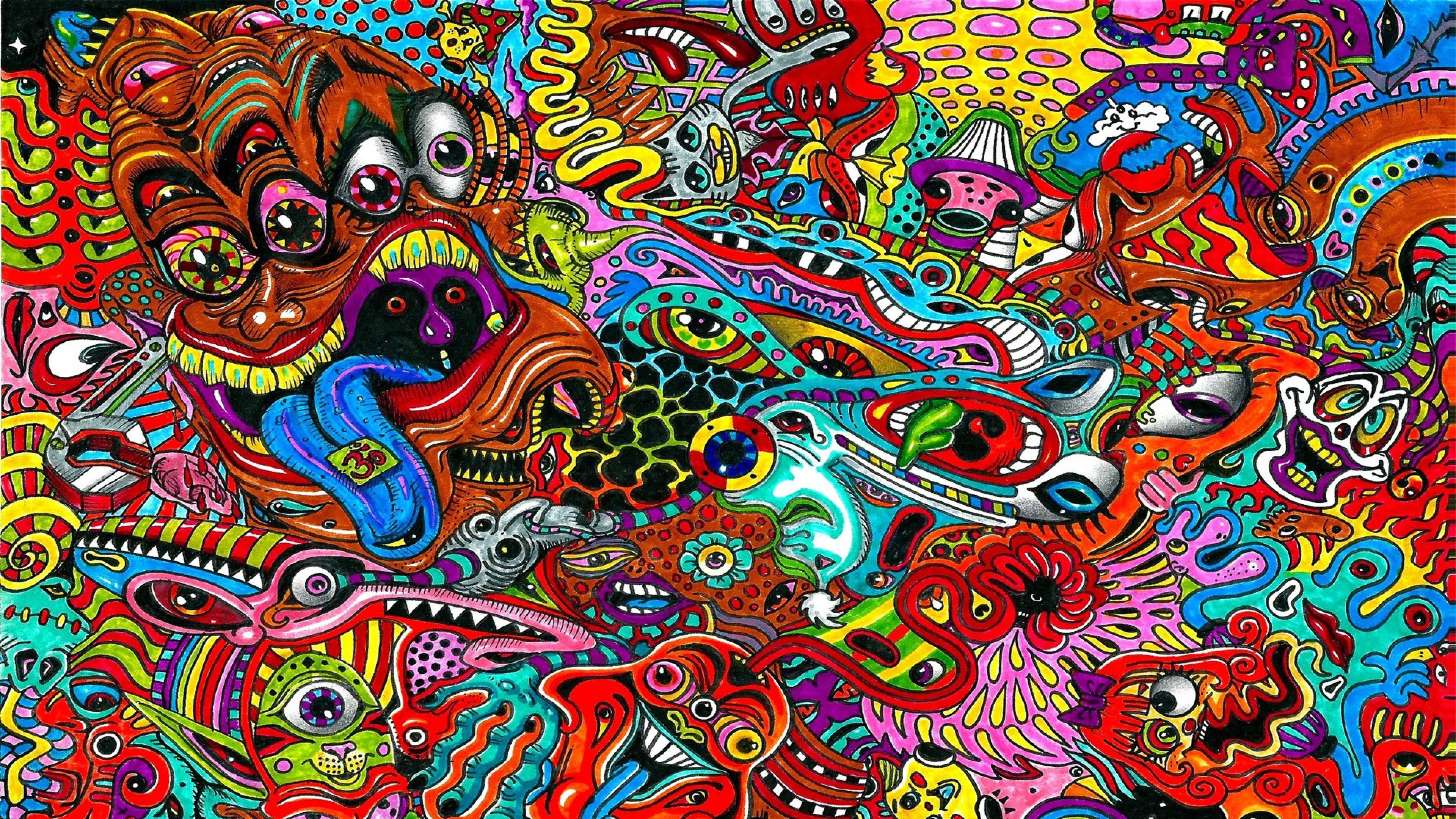 3840x2160 Surreal Colorful Psychedelic Wallpaper Background 4K Ultra HD 