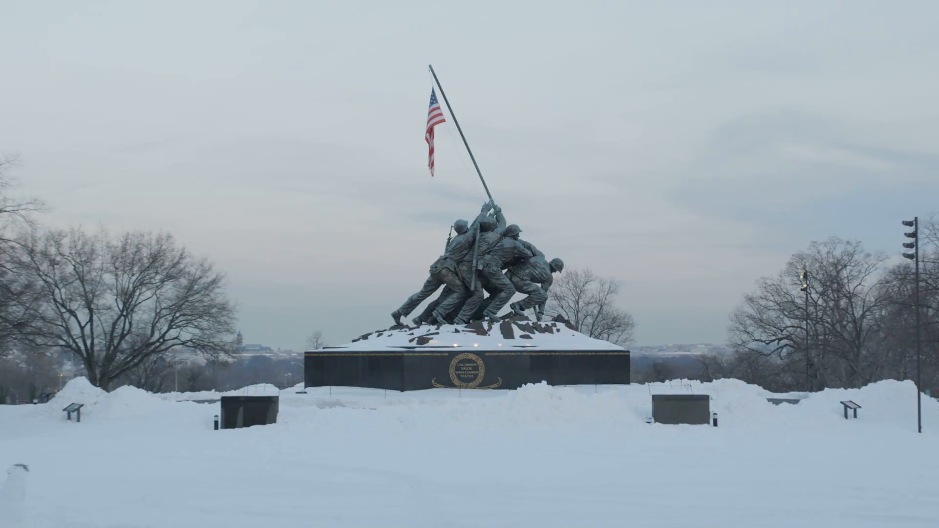 1920x1080 Snow Covered Iwo Jima Marine Corps War Memorial in Winter Stock Video  Footage - VideoBlocks