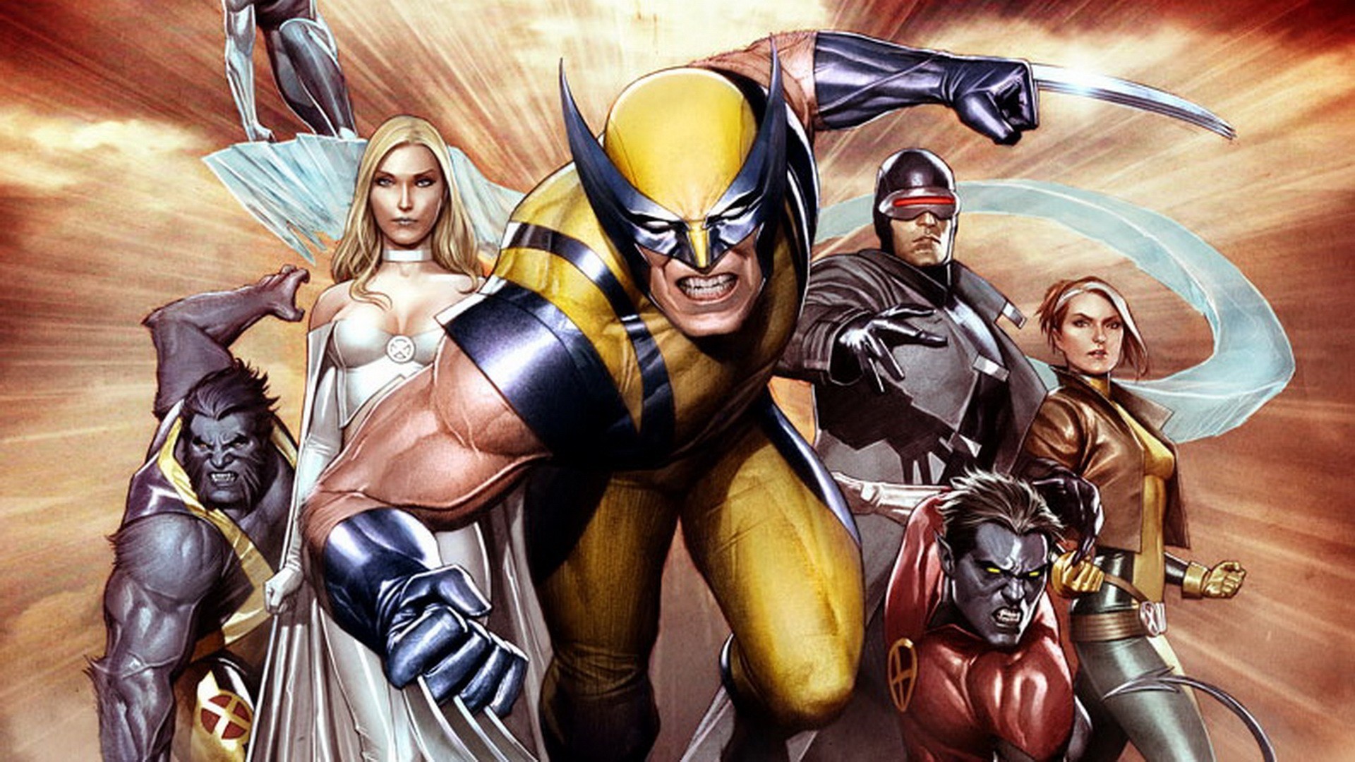 1920x1080 comics X-Men Wolverine White Queen Rogue Marvel Comics Emma Frost Cyclops  Nightcrawler Iceman Hank McCoy (Beast) / Wallpaper