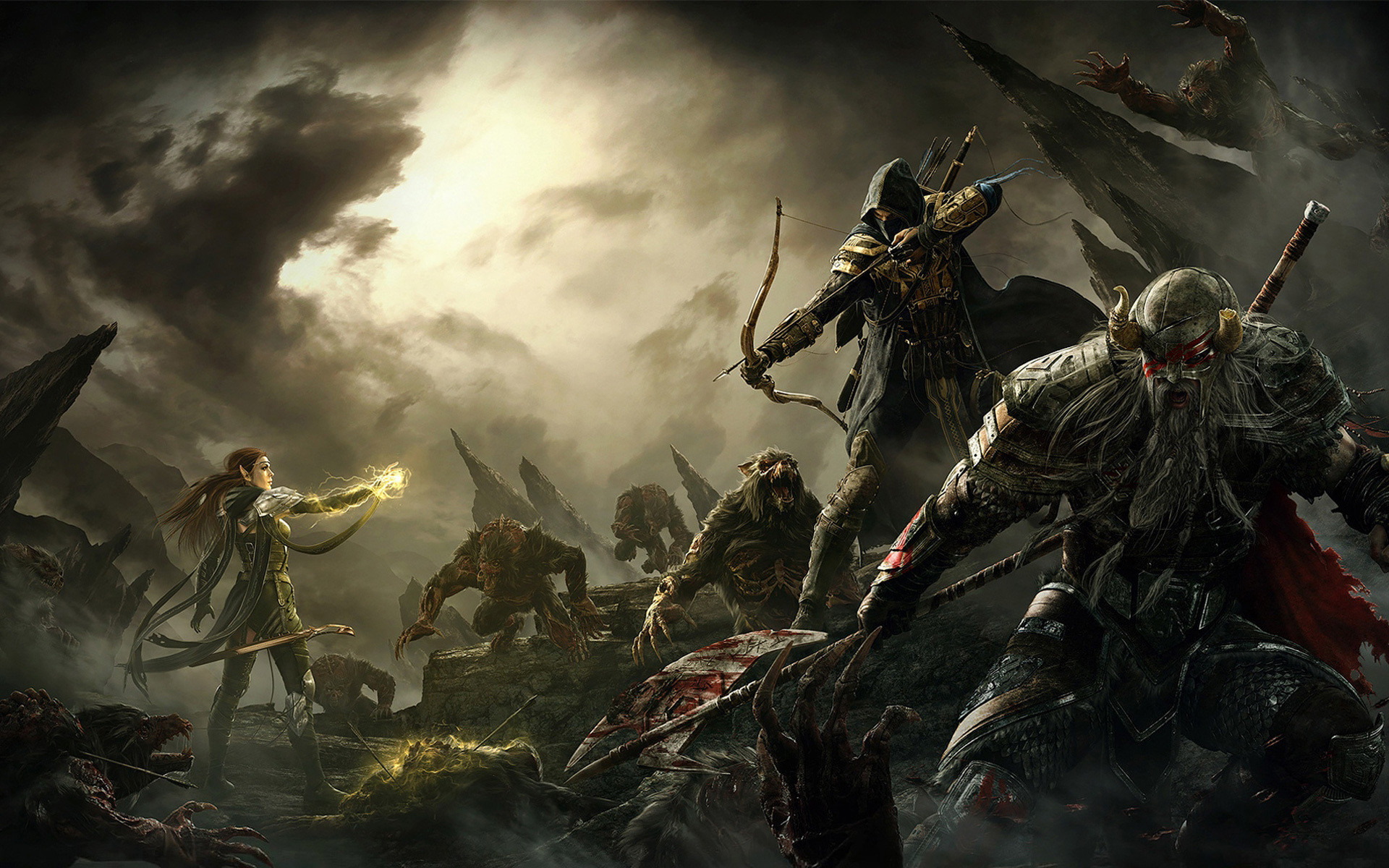 1920x1200 Elder Scrolls V Skyrim Warriors Archer Men Monster Armor Game Fantasy  battle magic wallpaper background | Video Games | Pinterest | Armor games,  ...