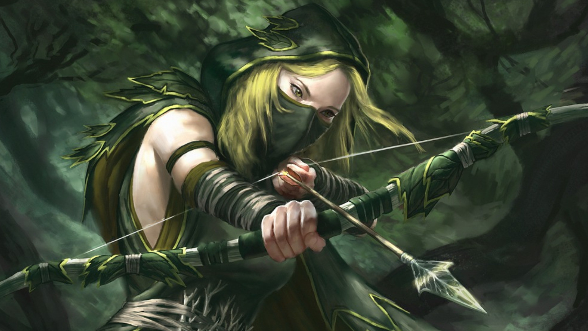 1920x1080 Shadow Sentinel by faxtar female archer in green. Green Arrow ...