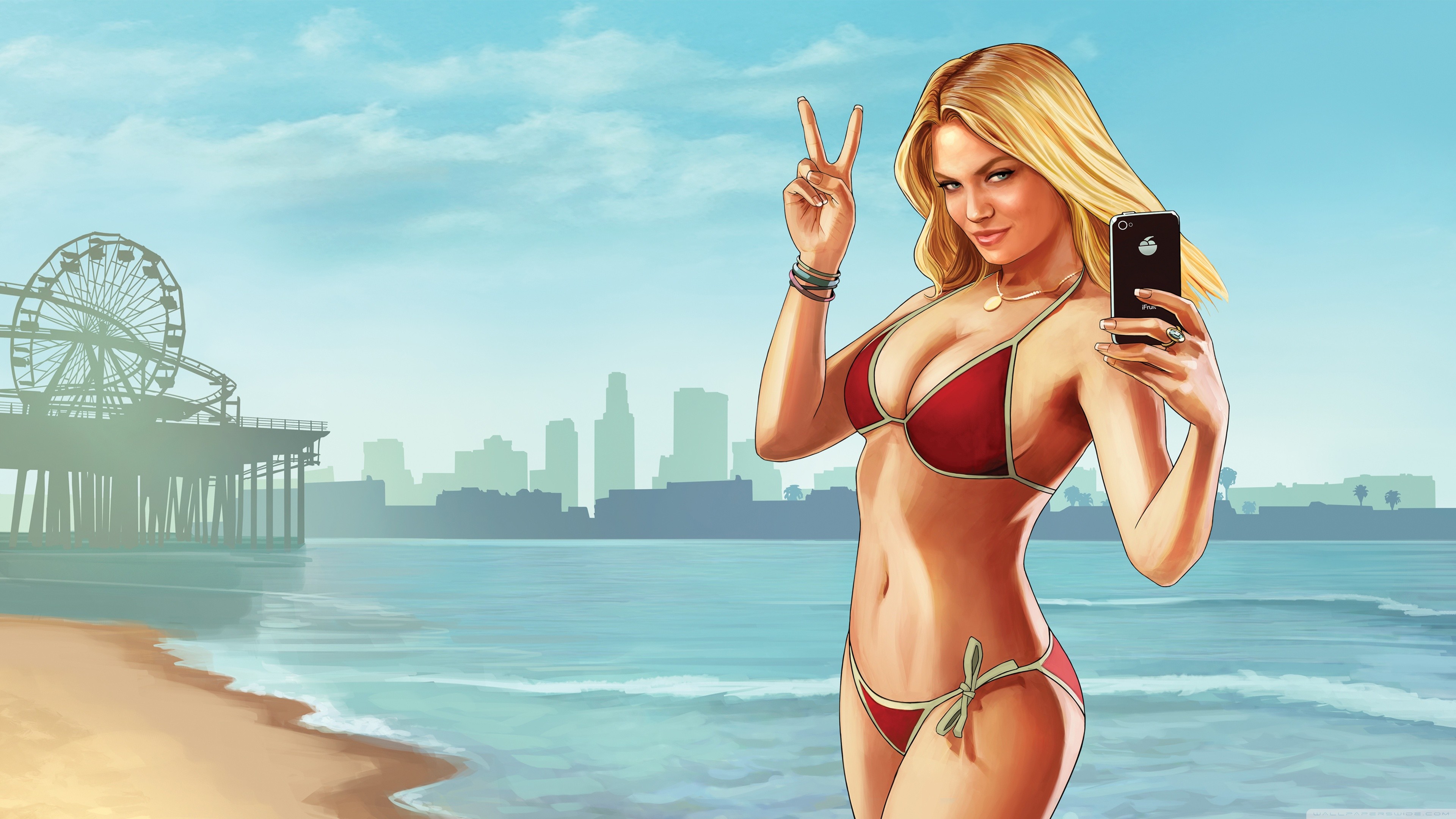 3840x2160 Grand Theft Auto V Beach Weather HD Wide Wallpaper for Widescreen
