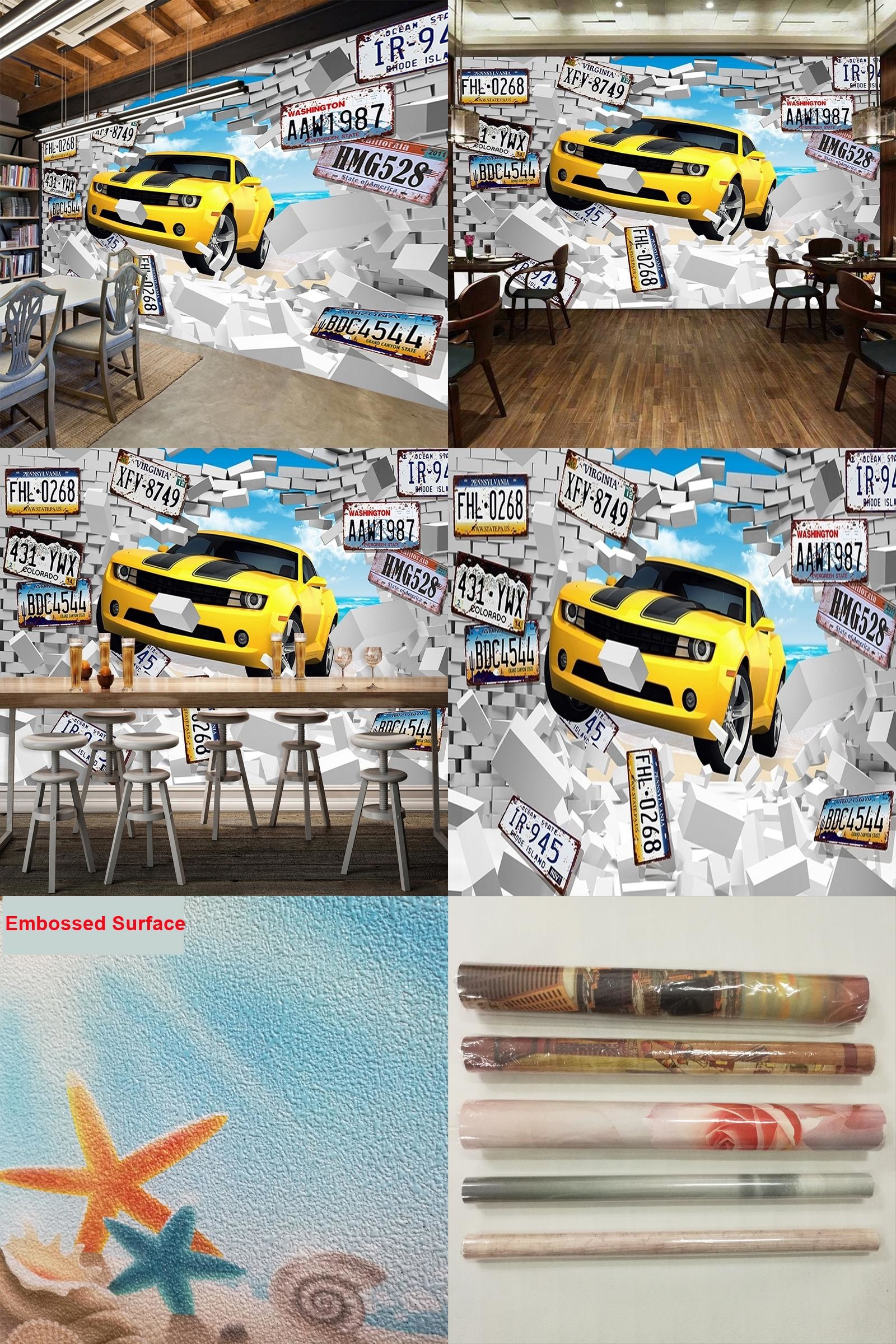 1600x2400 [Visit to Buy] Custom Photo Mural Wallpaper Large Wall Painting 3D  Personalized License Plate