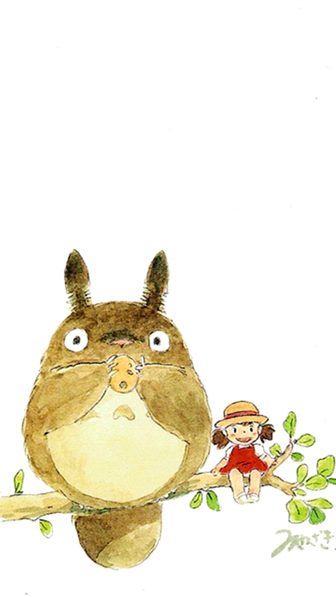 1080x1920 My Neighbor Totoro Cute Girl Branch Art Drawn #iPhone #6 #plus #wallpaper