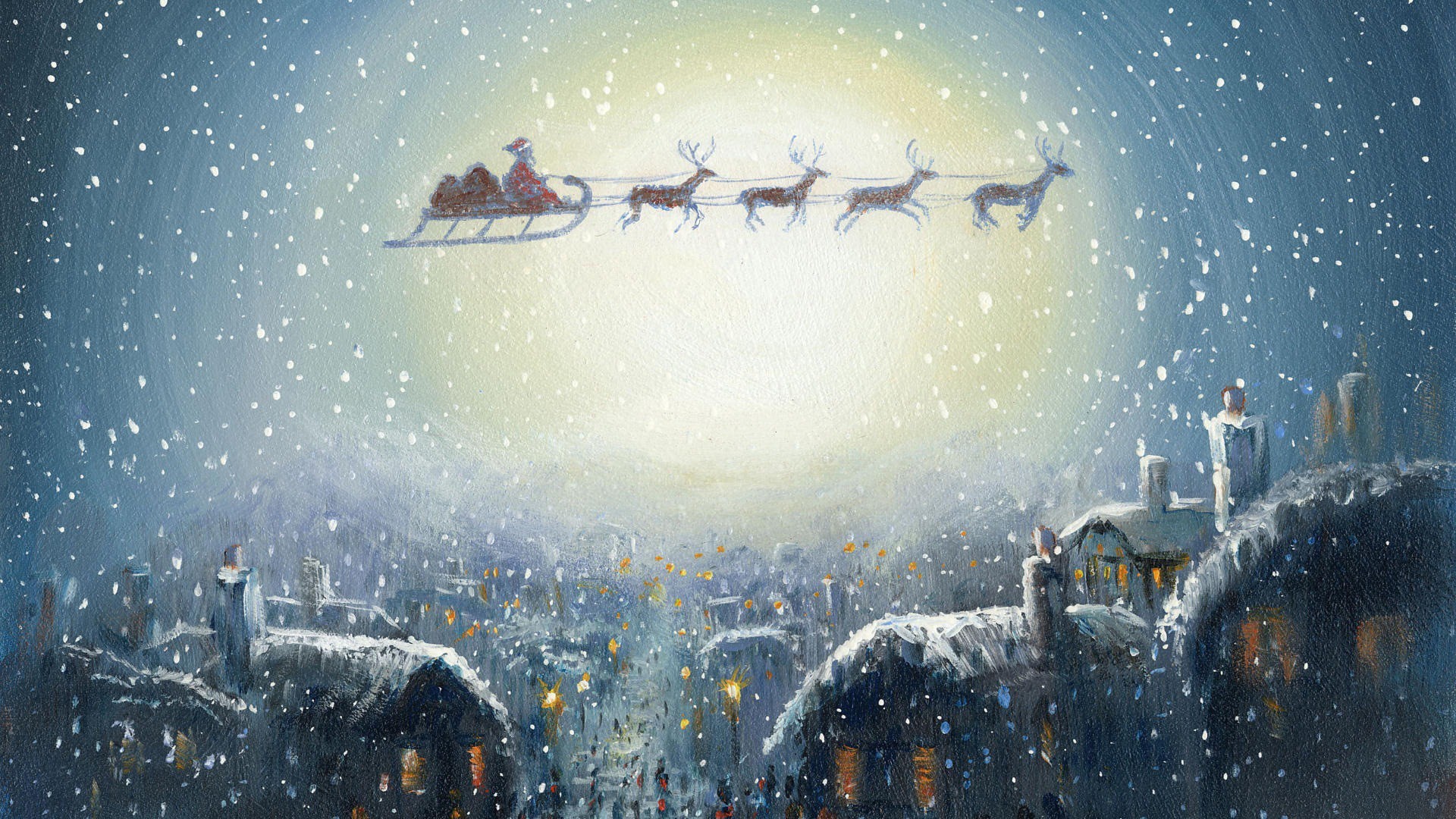 1920x1080 Cosy Santa Claus Christmas Art Desktop Wallpaper | WallpaperCow.com