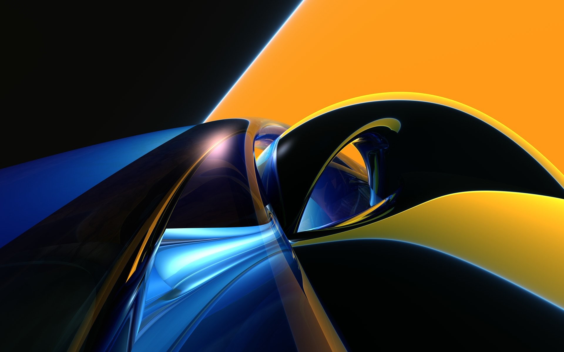 1920x1200 Abstract - Shapes Yellow Blue Black 3D Digital Abstract CGI Wallpaper