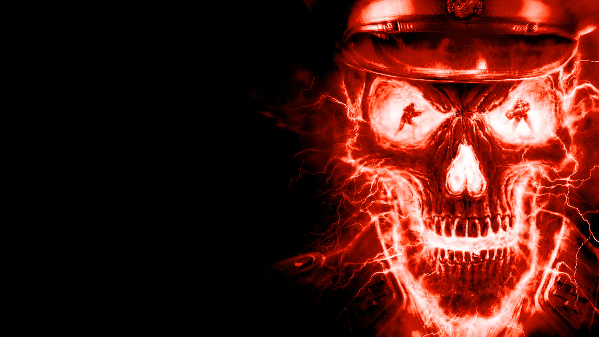 1920x1080 Red Skulls On Fire Photo, fire skull texture