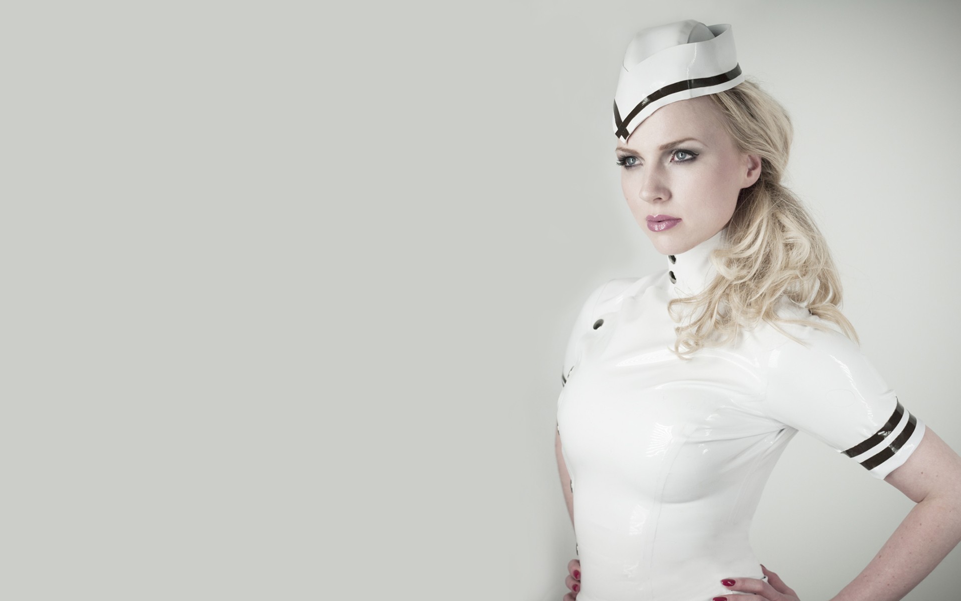 1920x1200 Blondes Blue Eyes Nave Navy Pale Skin Simple Background Uniforms White  Women ...