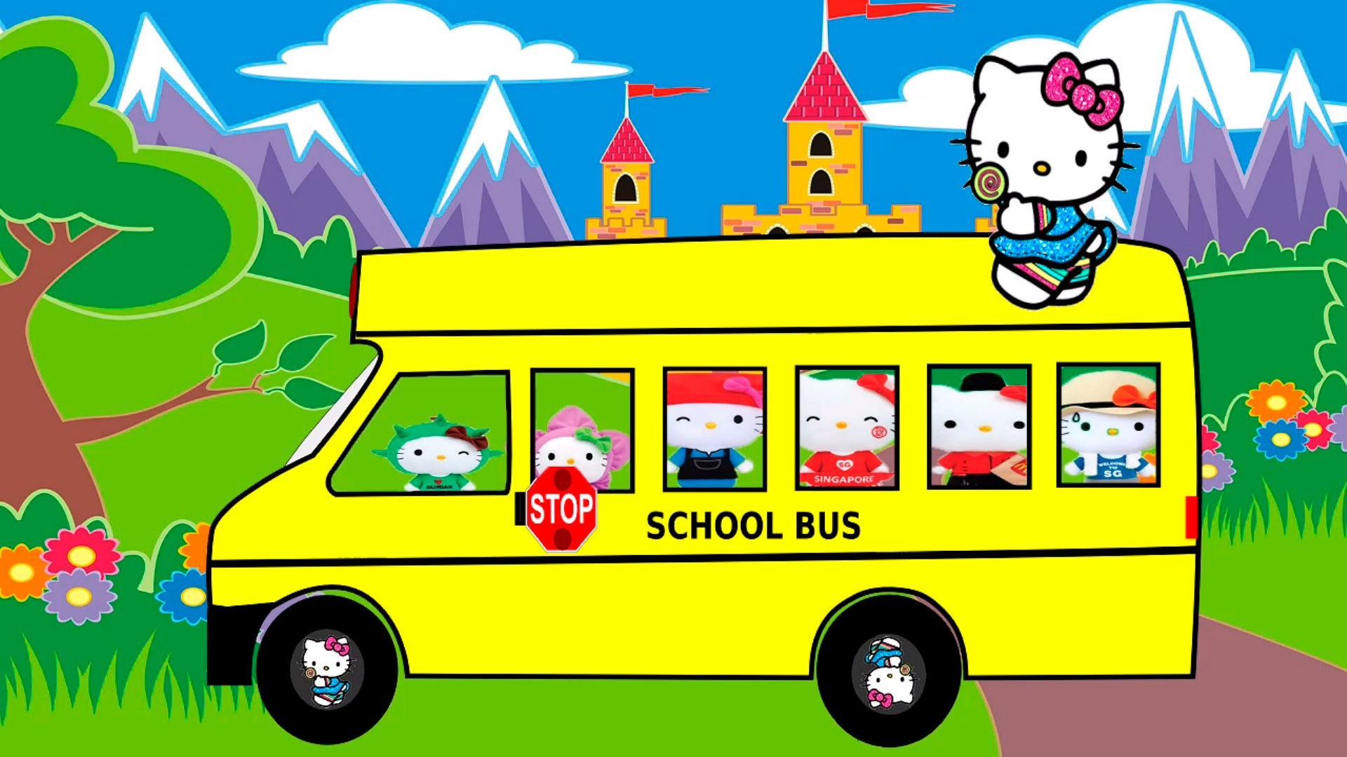 1920x1080 Hello Kitty The Wheels on the Bus â¥ Nursery Rhymes collection songs for  children â« - YouTube