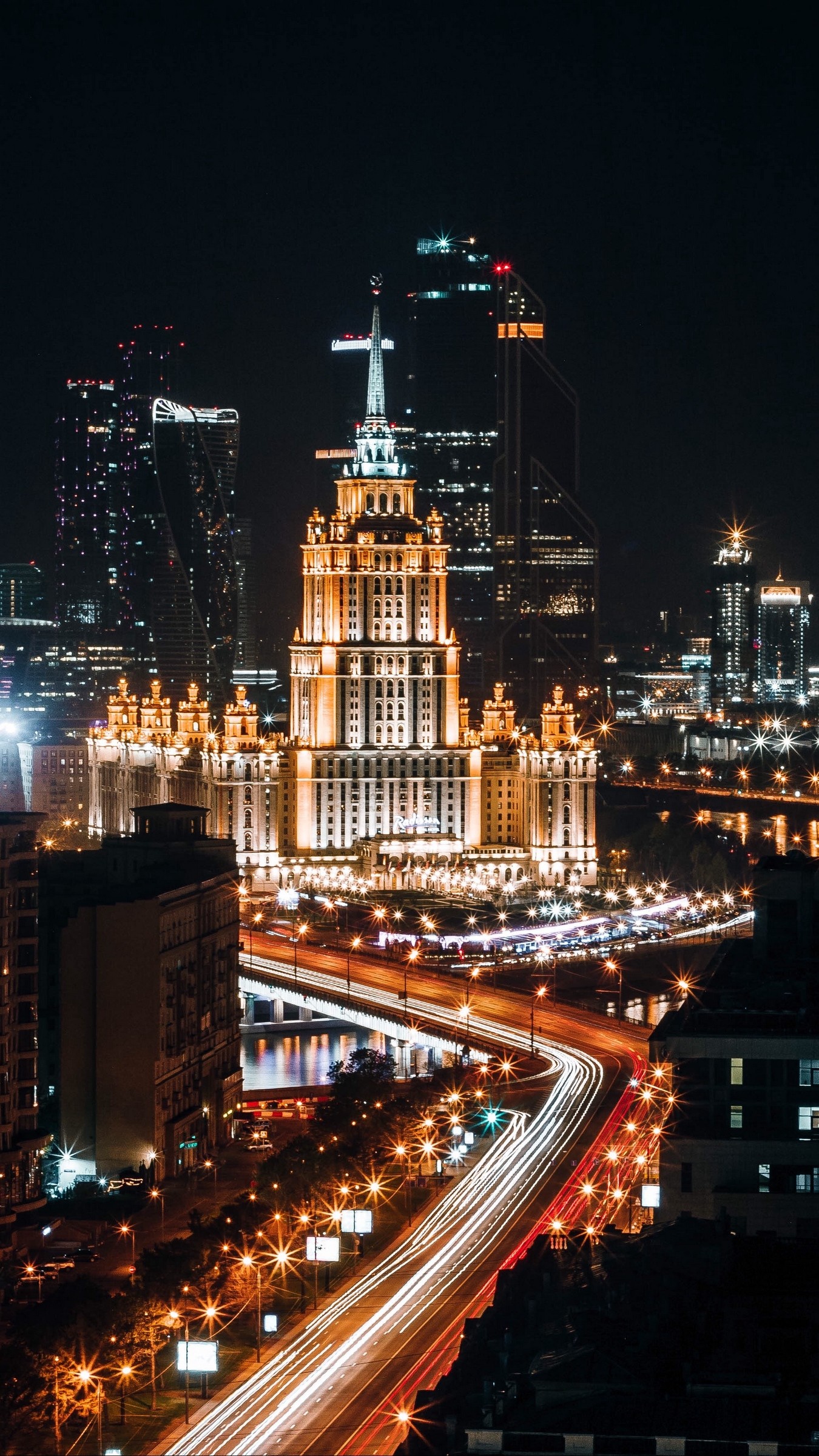 1350x2400  Wallpaper moscow, russia, night city, architecture