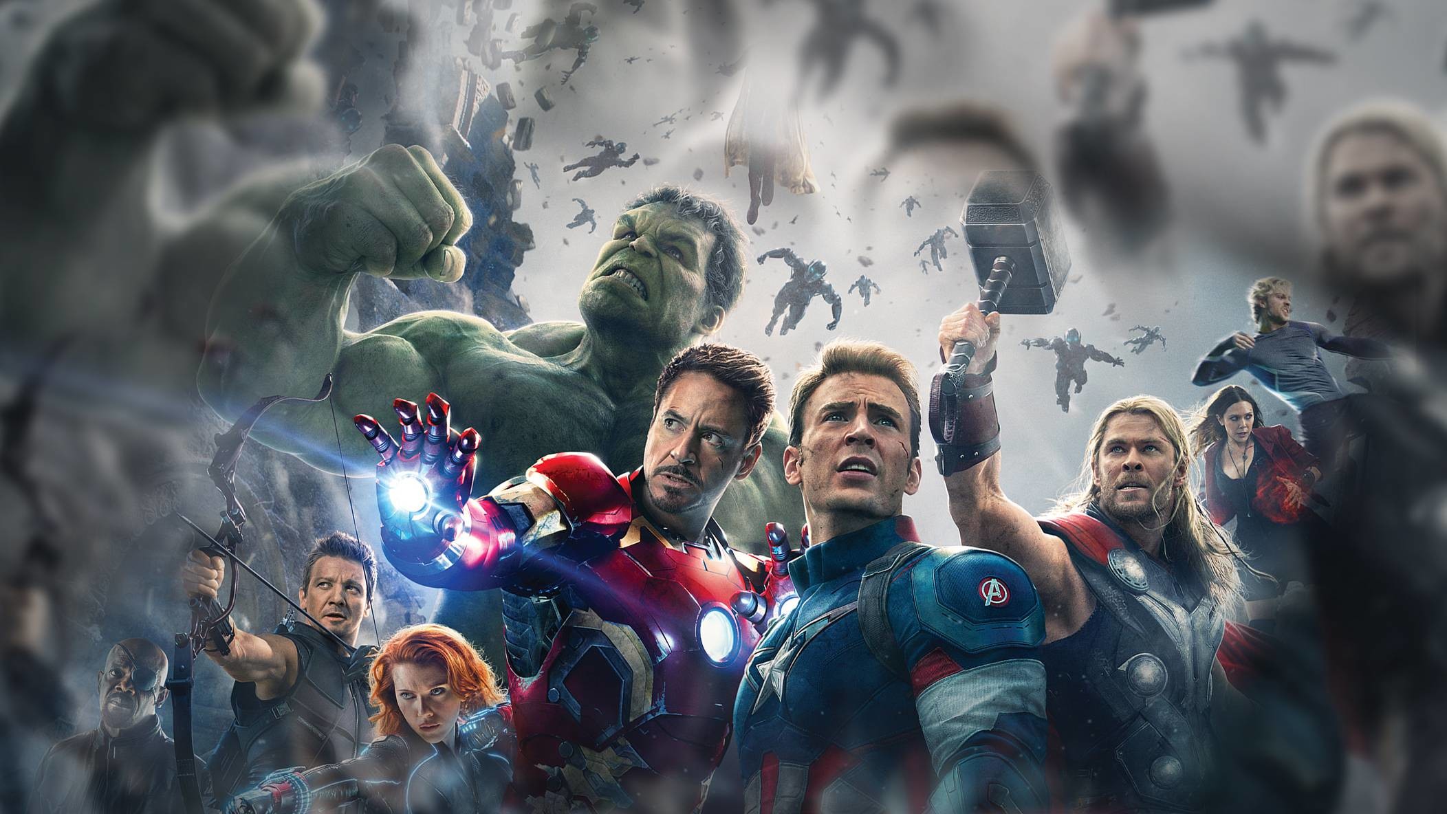 2104x1184 Film, Fictional Character, Crowd, The Avengers, Avengers Age of Ultron  Wallpaper in