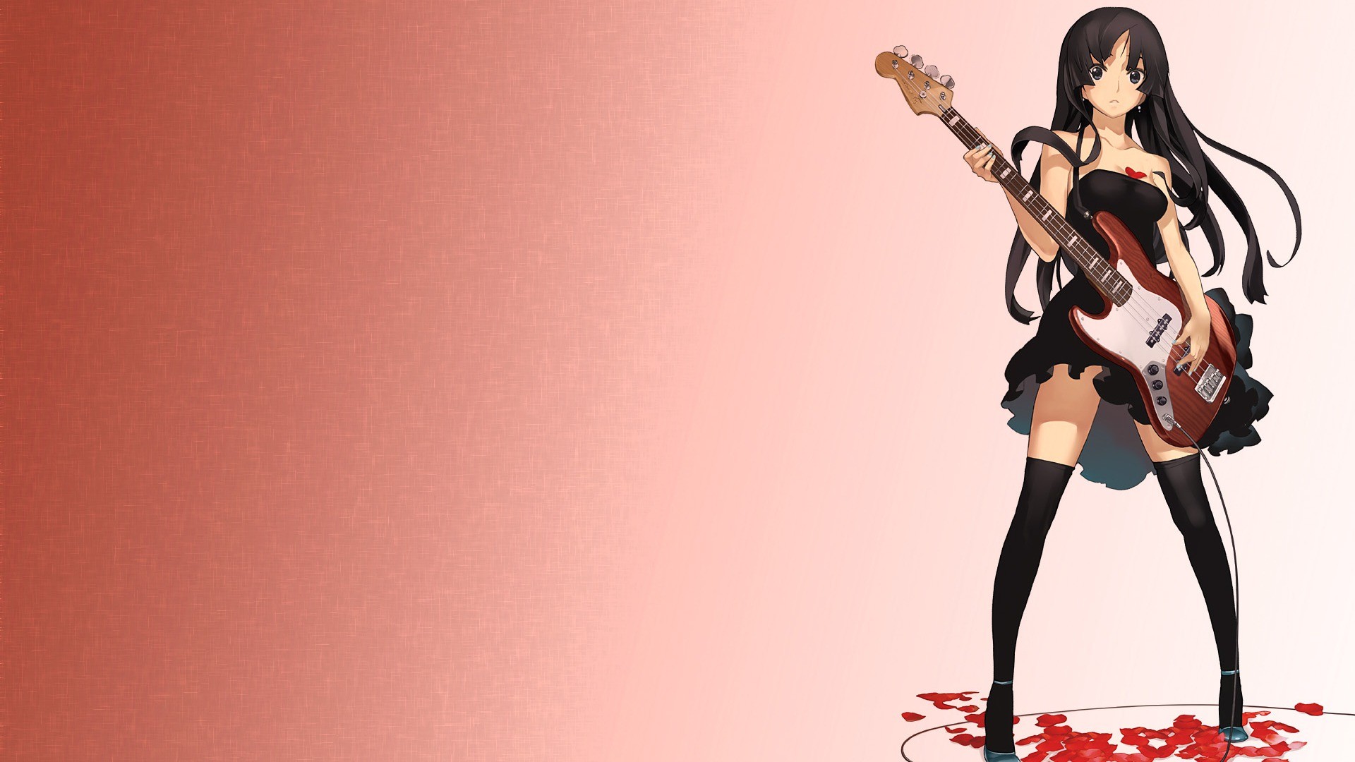 1920x1080 Akiyama Mio Anime Girls Flower Petals Guitars K-ON Light Music Simple  Background