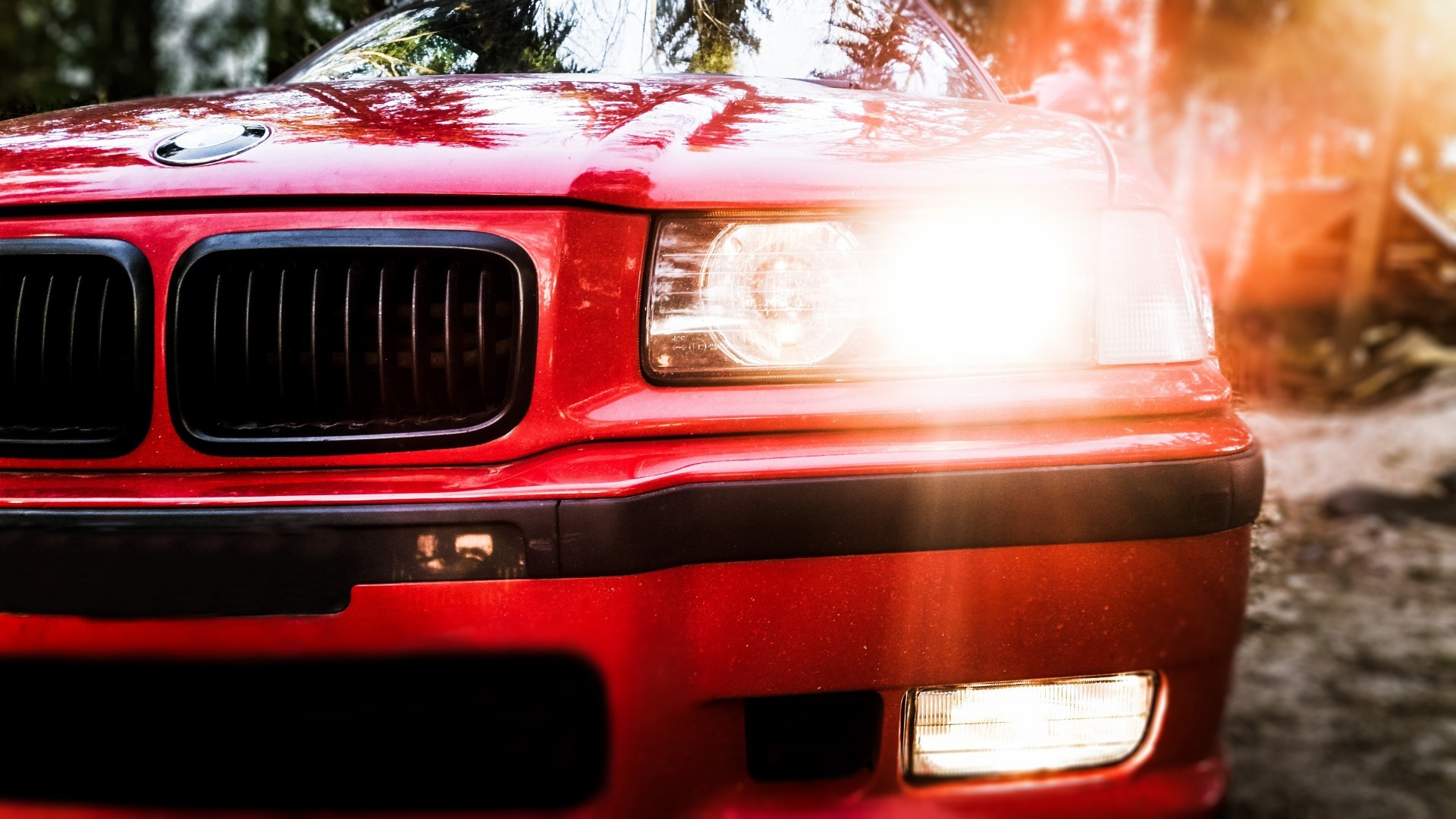 1920x1080 Bmw E36, Red, Front View, Cars