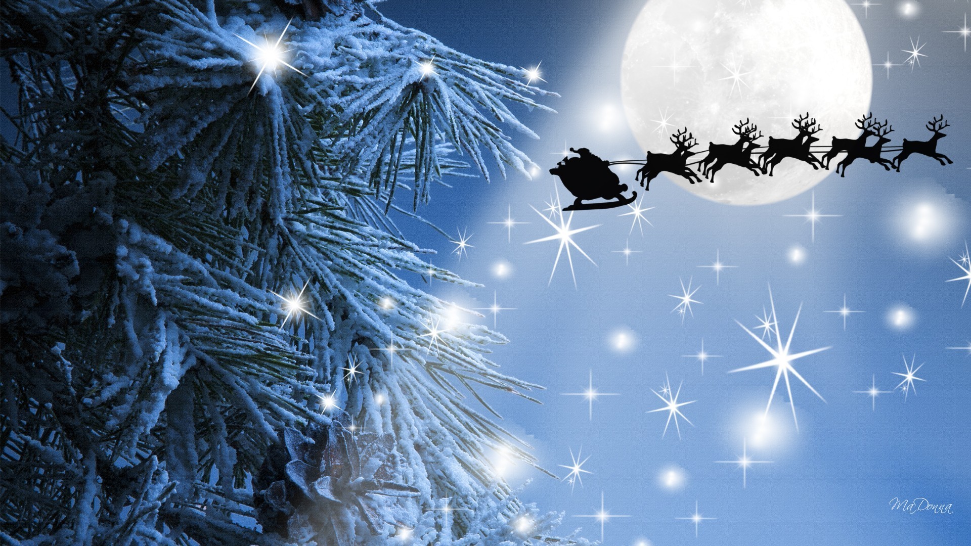 1920x1080 Santas Tag - Reindeer Feliz Beam Firefox Stars Xmas Tree Christmas Persona  Night Santa Flight Sleigh