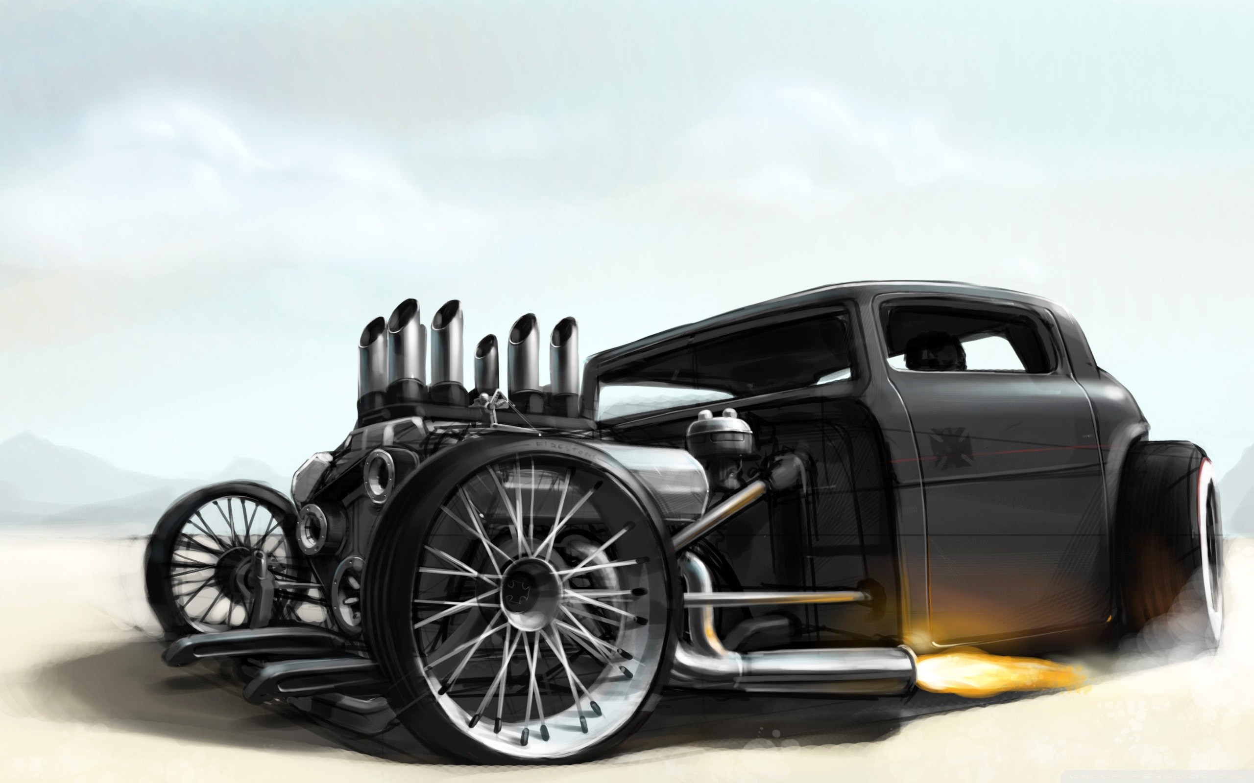 2560x1600 Ford Hotrod Drawing HD Wide Wallpaper for Widescreen
