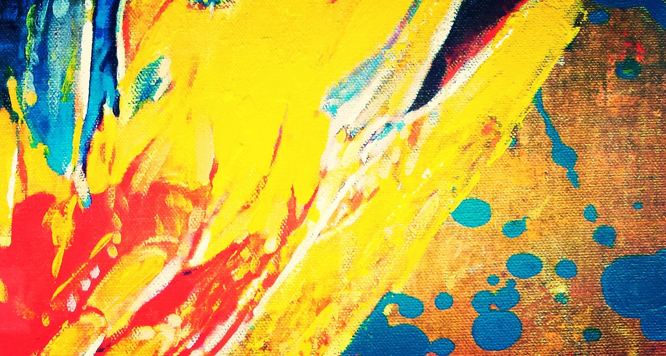 2322x1242 yellow blue brown white teal and red abstract painting preview