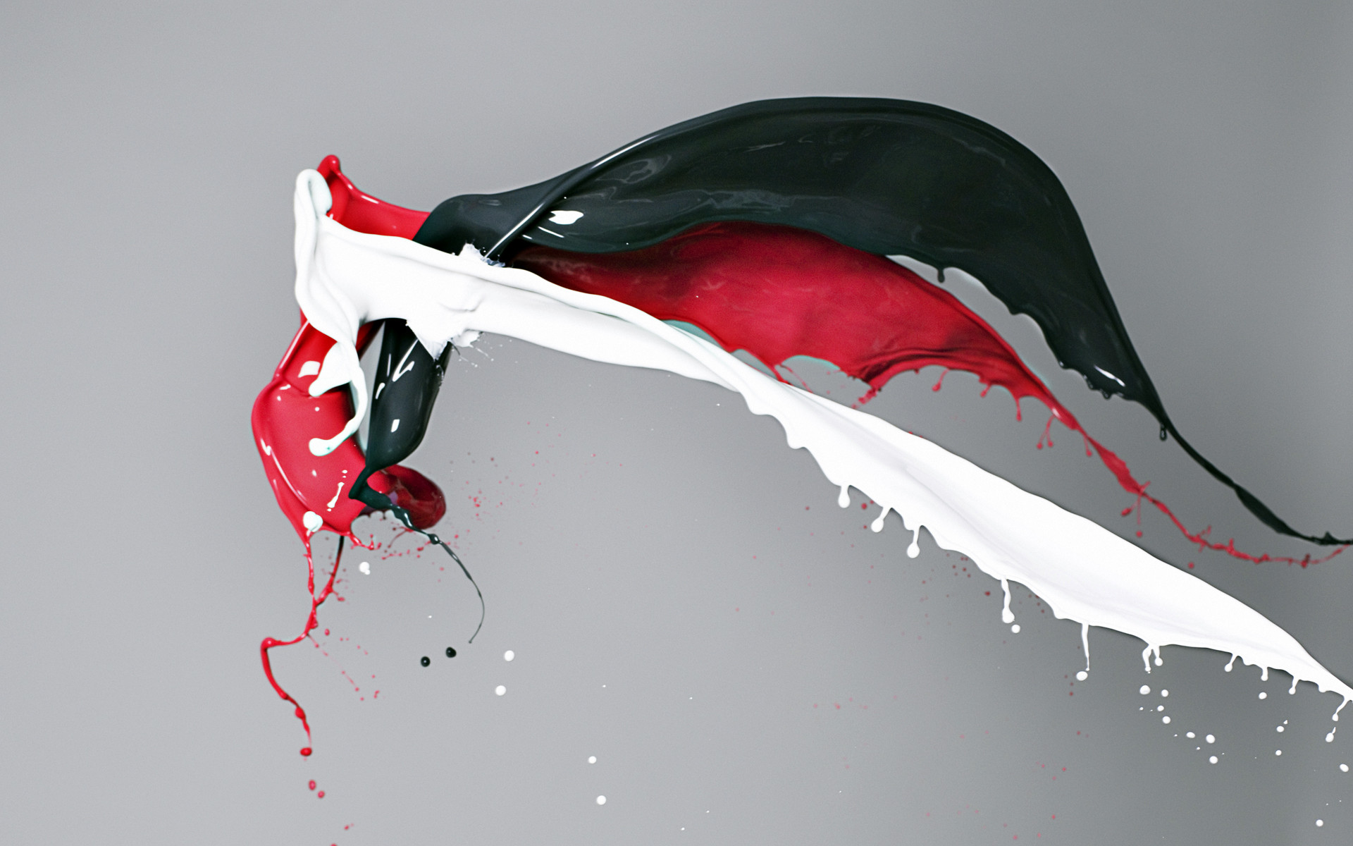1920x1200 Red white and black paint colliding HD Wallpaper ()