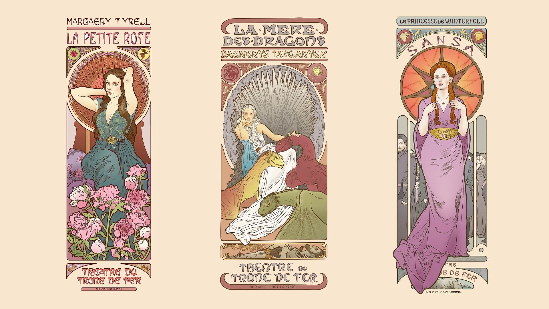 1920x1080 Game Of Thrones, Art Nouveau, Sansa Stark, Margaery Tyrell, Daenerys  Targaryen Wallpapers HD / Desktop and Mobile Backgrounds