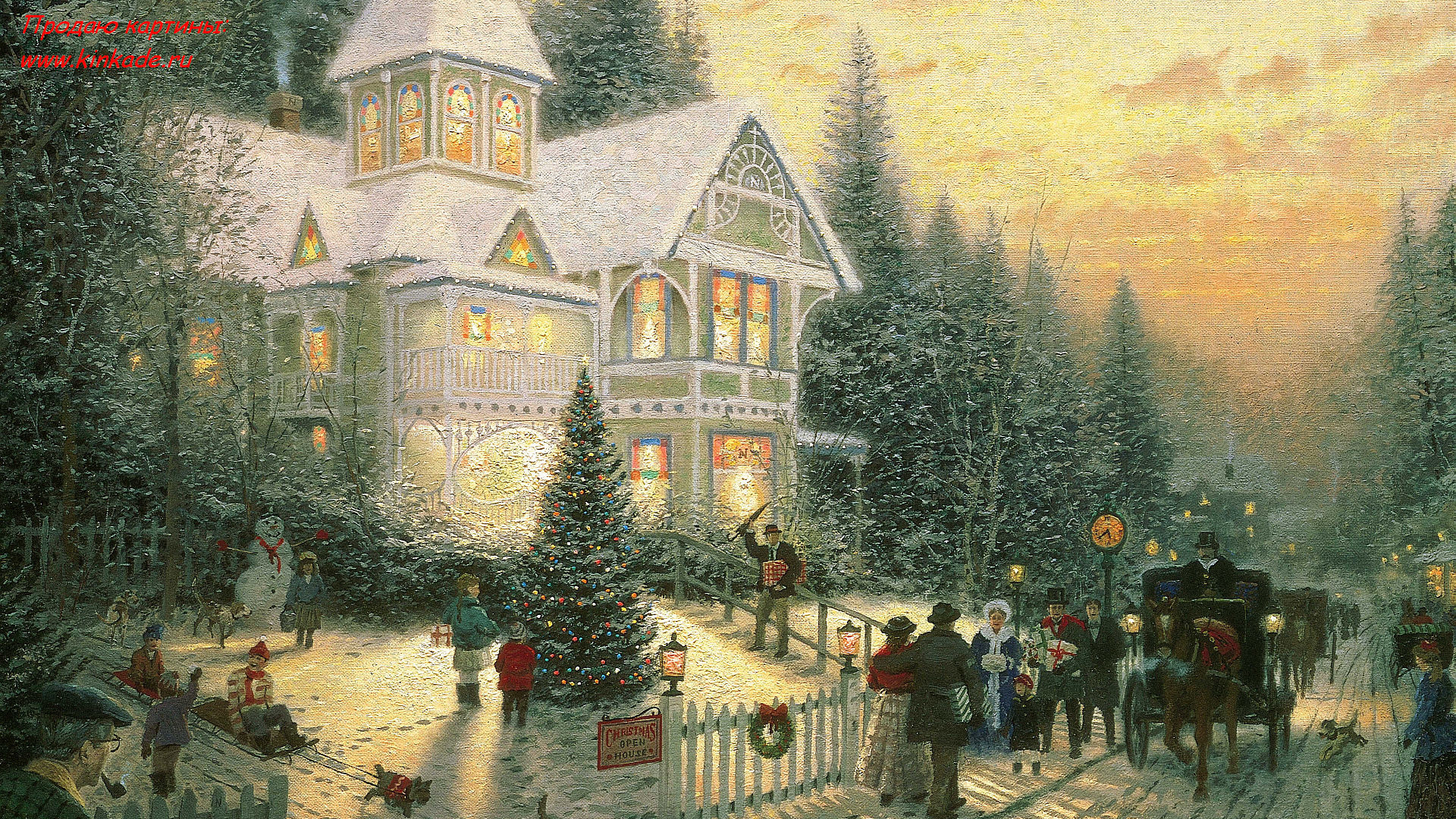 1920x1080 Victorian Christmas Carol By Thomas Kinkade Wallpaper .