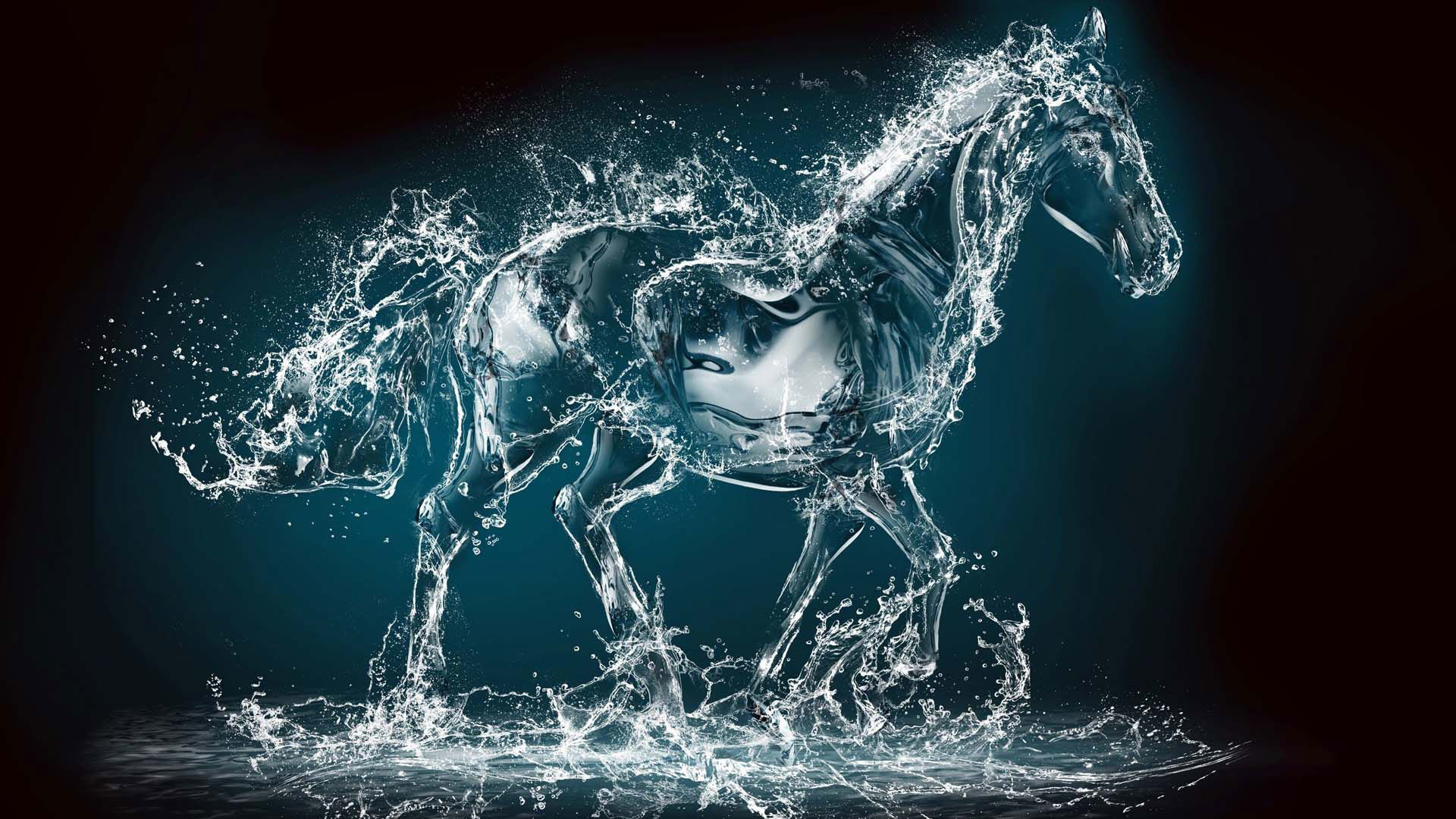 1920x1080 hd-pics-photos-3d-water-splash-horse-wallpaper