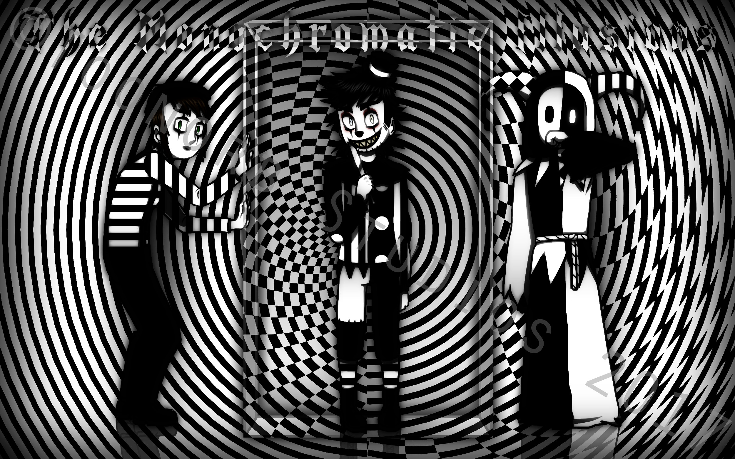 2500x1563 ^Also, this wallpaper features the trio of black and white patterned  characters, the mime (Eurodance), the killer clown (Darkstep), and the  ghoul jester ...