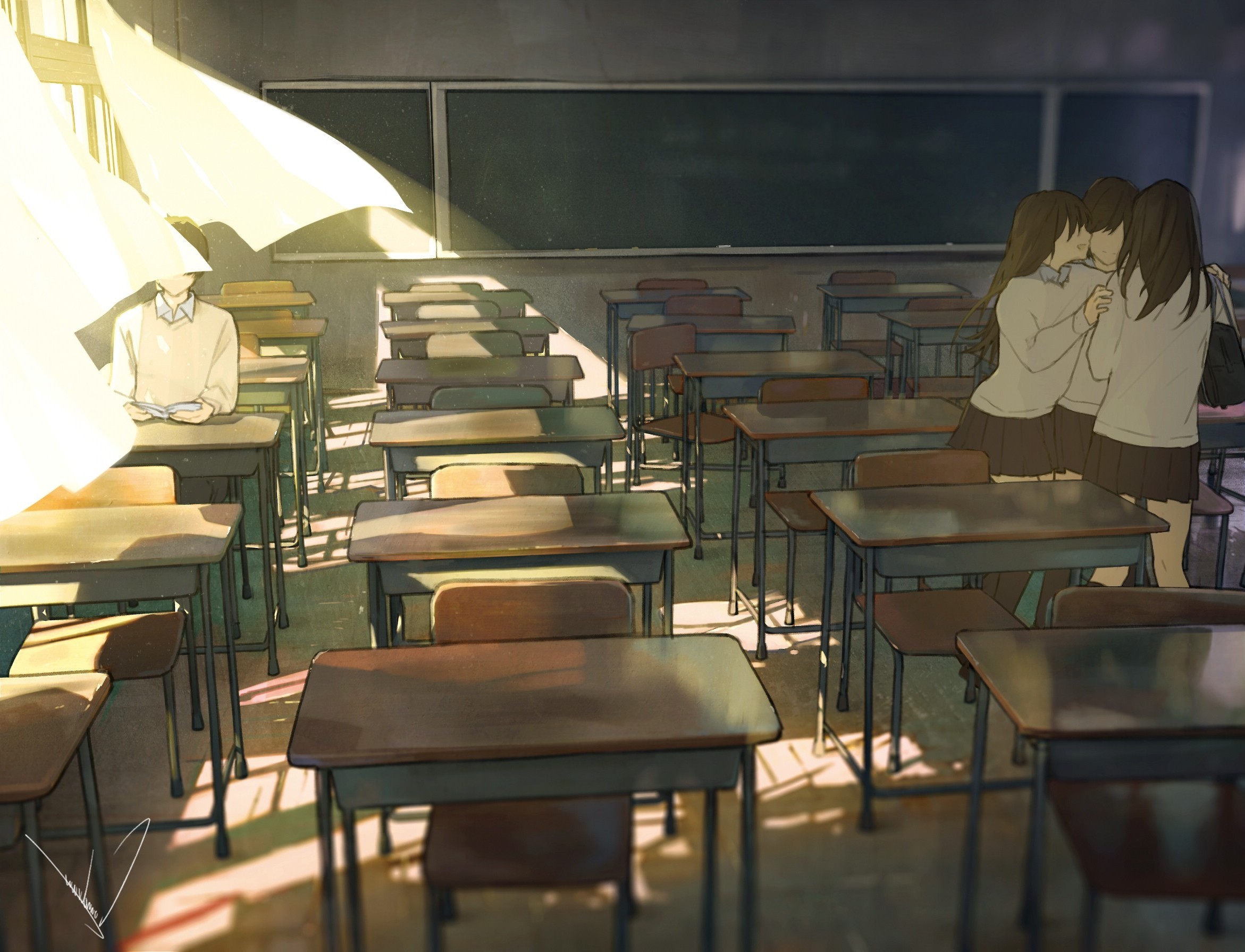 2342x1791 classroom, Anime, Original Characters, School Uniform Wallpapers HD /  Desktop and Mobile Backgrounds