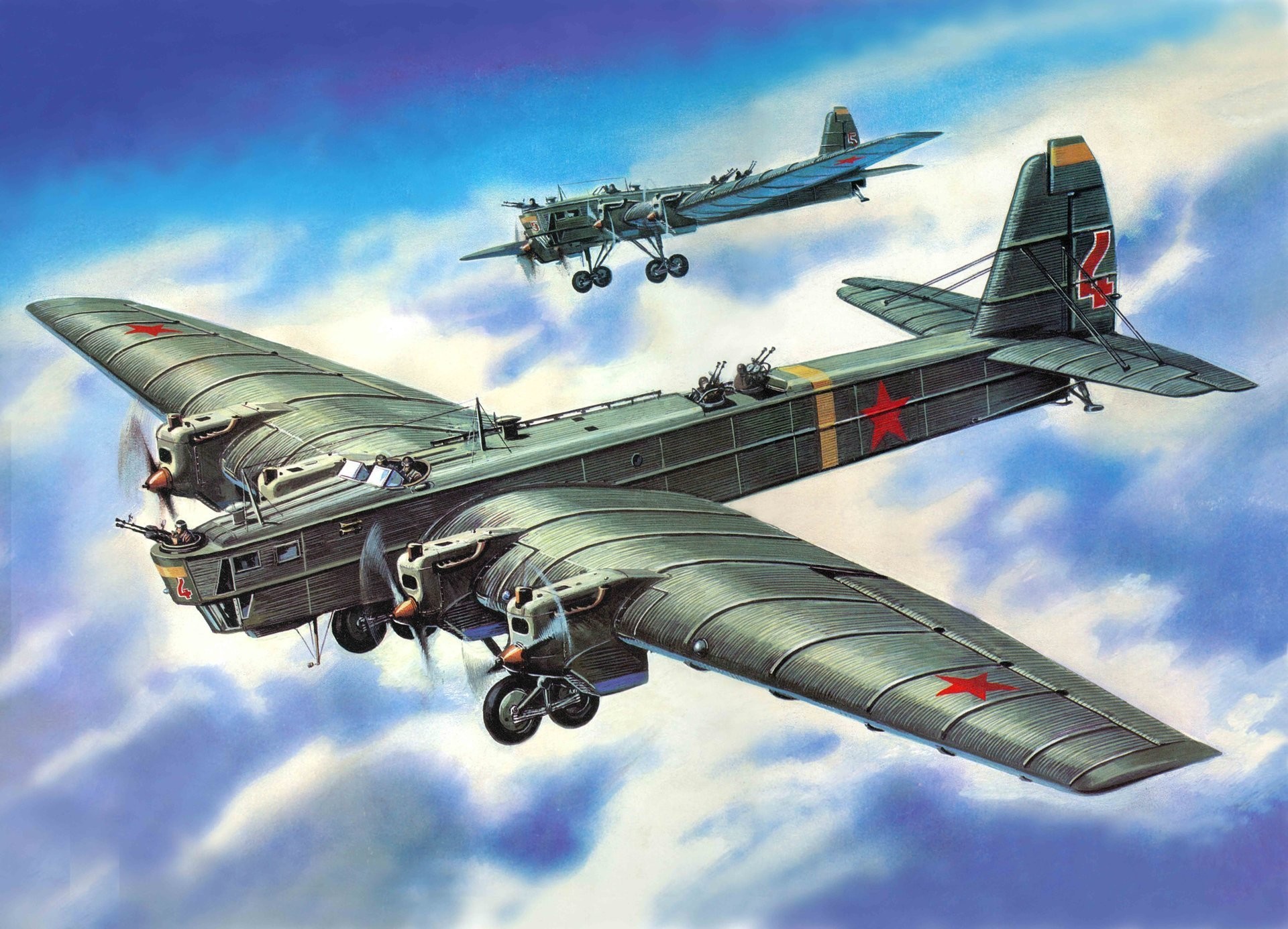 1920x1386 art plane tupolev tb-3 soviet bomber air force soviet union bob ww2.