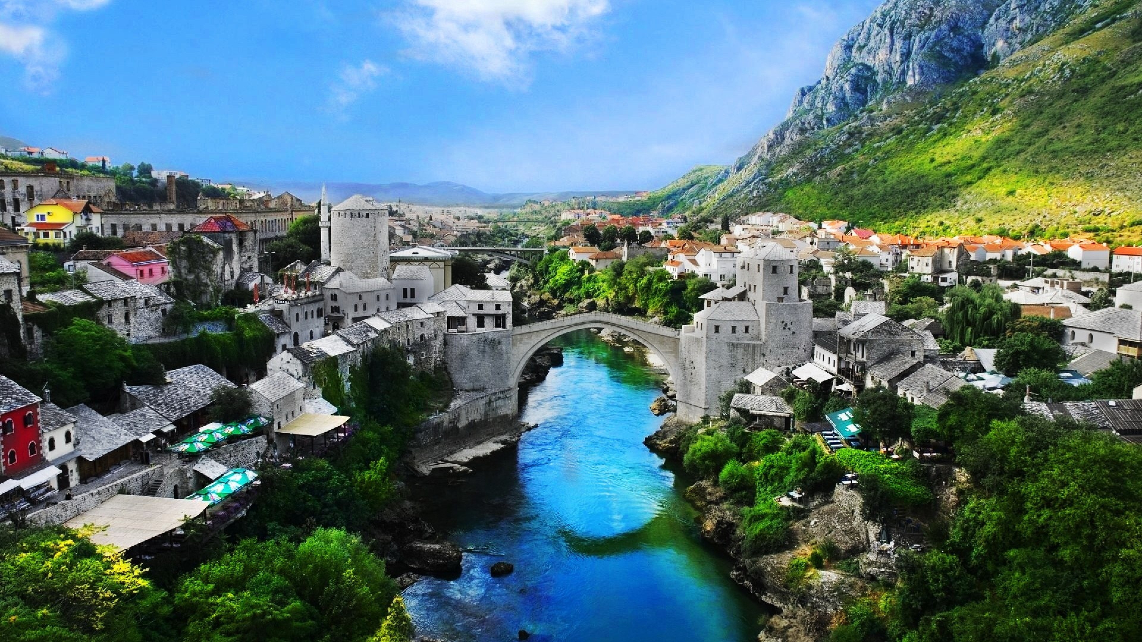 3840x2160  Landscape 4K Ultra HD Wallpaper | ... Mostar old town, Mostar,  Nature