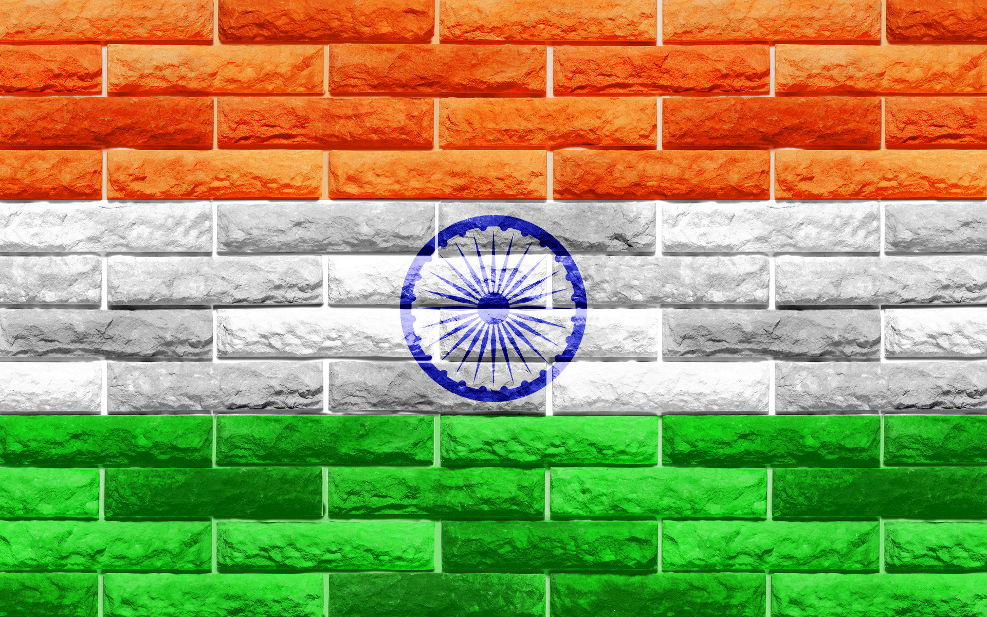 1920x1200 Flags of Countries – Three Colors as Flags of India Symbol – Brick in 3D