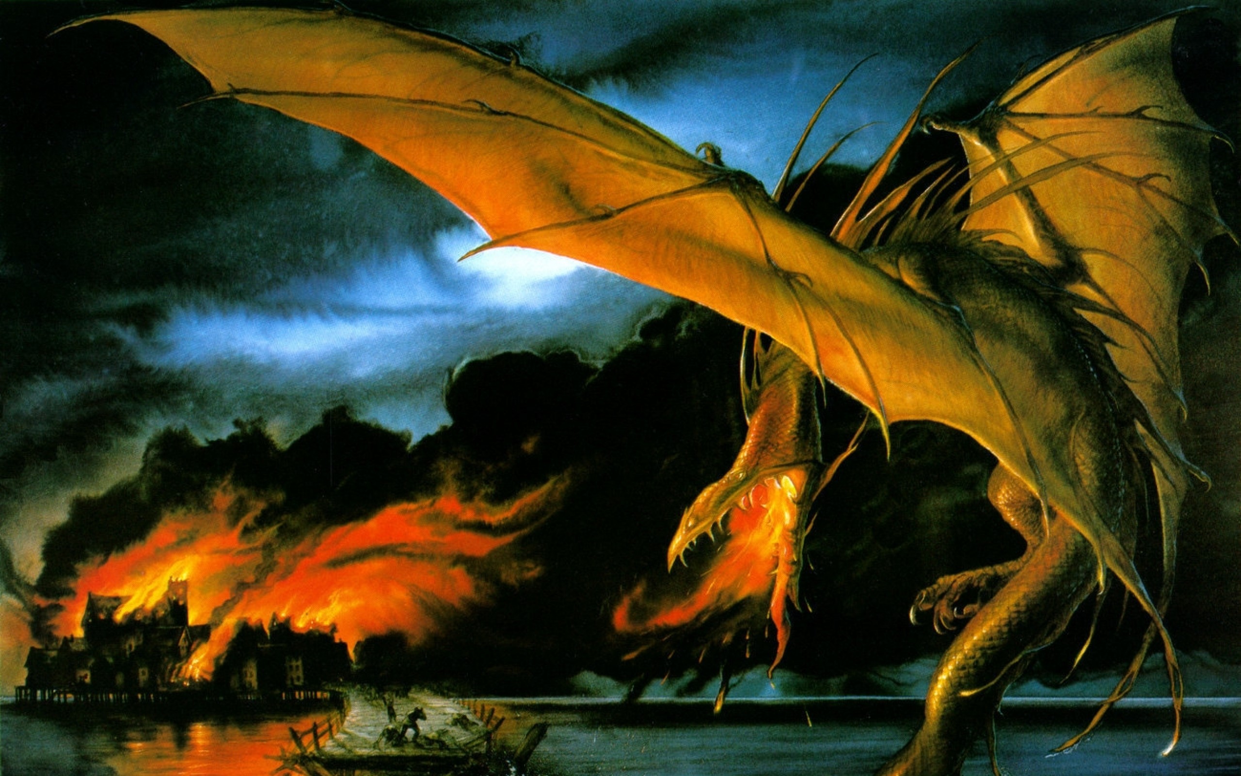 2560x1600 dragons fantasy art jrr tolkien smaug john howe 1300x969 wallpaper Art HD  Wallpaper