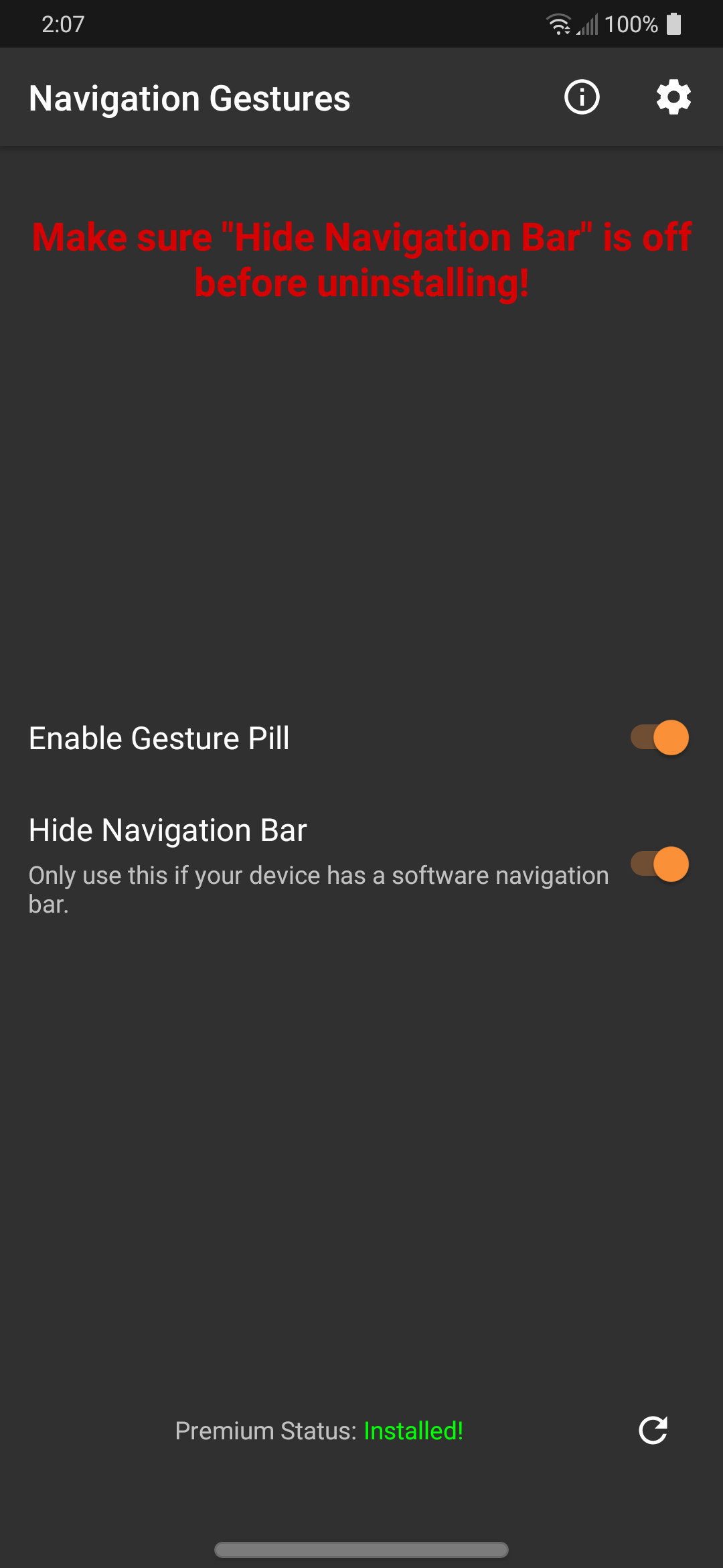 1080x2340 You can now disconnect your phone from your PC and go into the  configurations for the Navigation Gestures app. Toggle the Enable Gesture  Pill and Hide ...